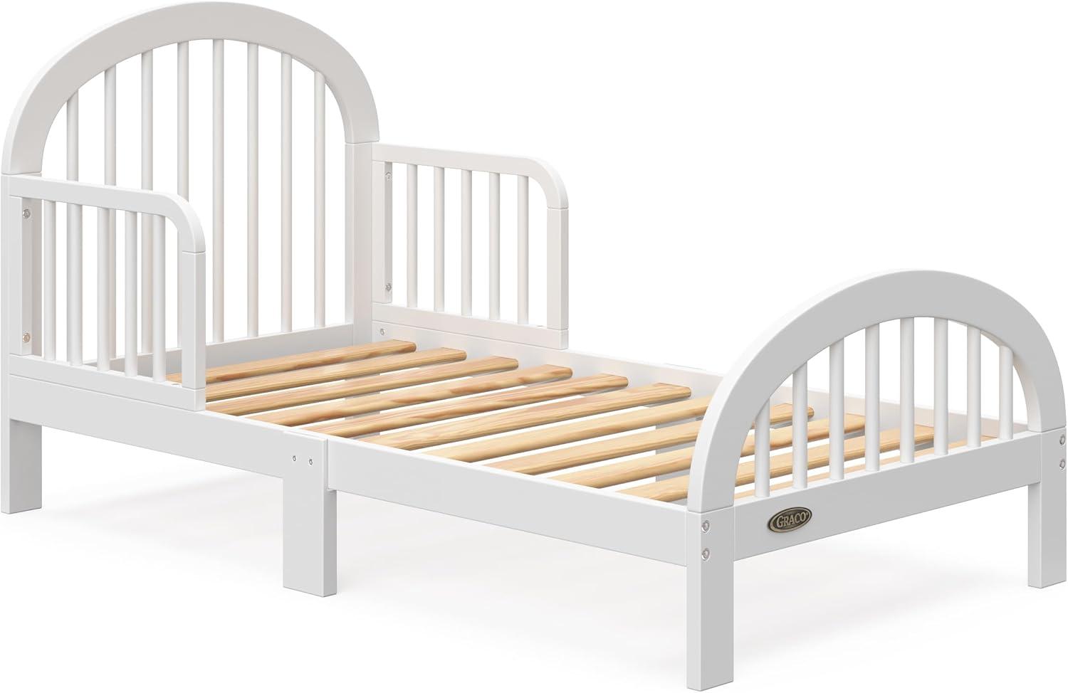 imageGraco Olivia Toddler Bed Driftwood GREENGUARD Gold Certified Includes Toddler Safety Guardrails Fits Standard Crib ampamp Toddler Mattress Stylish Arched DesignWhite