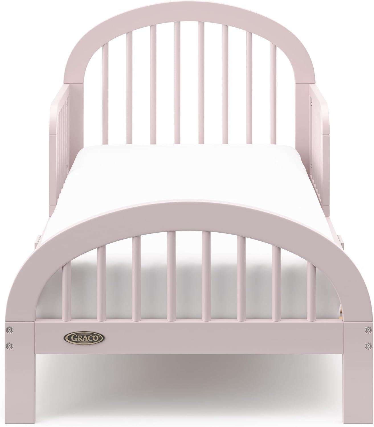 imageGraco Olivia Toddler Bed Driftwood GREENGUARD Gold Certified Includes Toddler Safety Guardrails Fits Standard Crib ampamp Toddler Mattress Stylish Arched DesignBlush