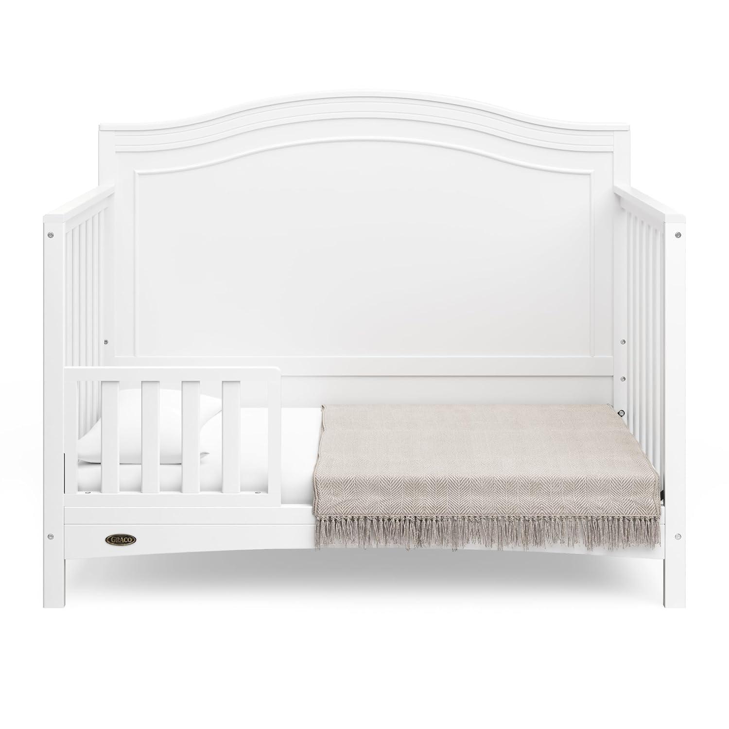 imageGraco Paris 4in1 Convertible Crib White GREENGUARD Gold Certified Converts to Toddler Bed and Daybed Fits Standard FullSize Crib Mattress Adjustable Mattress Support BaseWhite