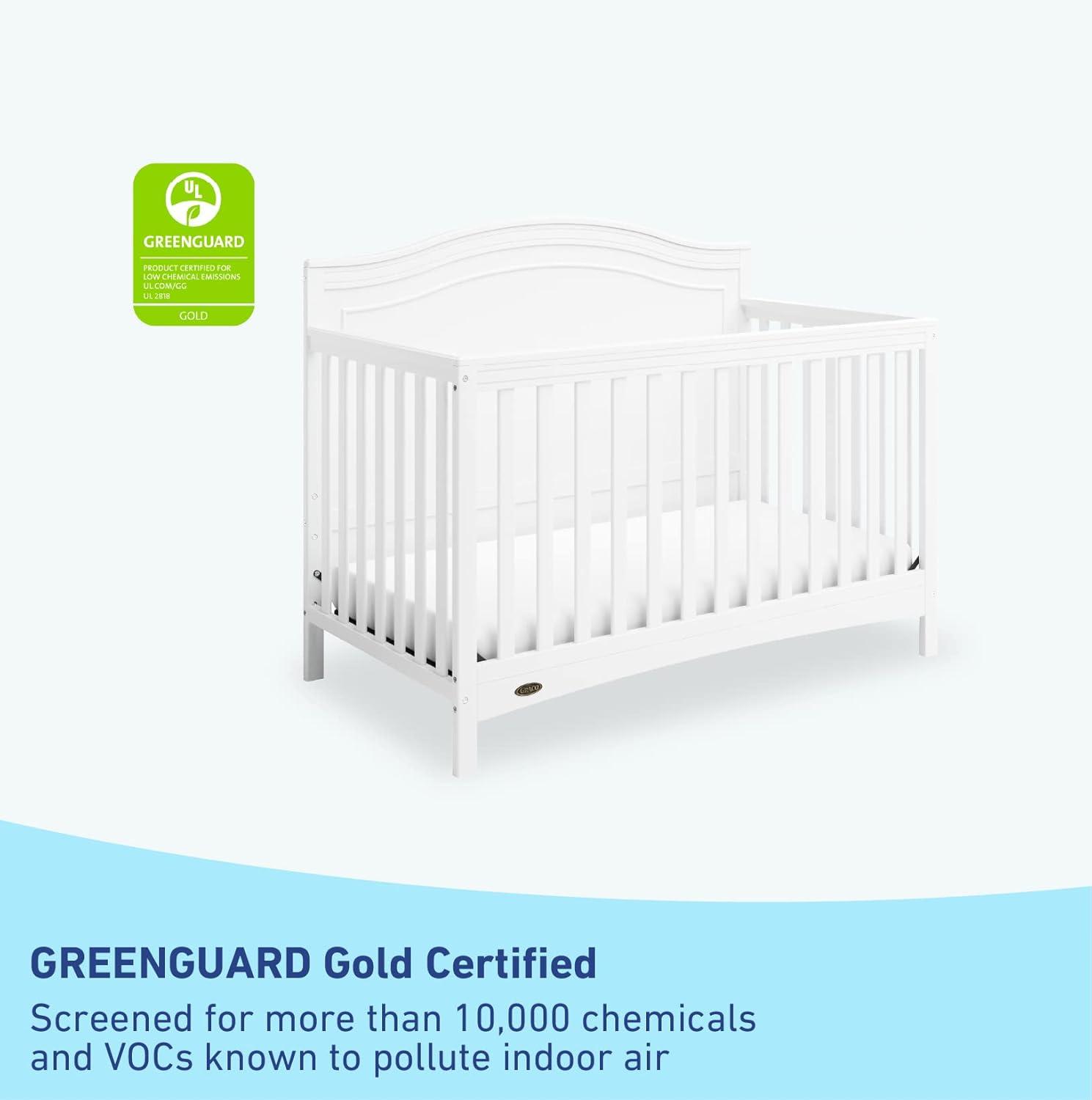 imageGraco Paris 4in1 Convertible Crib White GREENGUARD Gold Certified Converts to Toddler Bed and Daybed Fits Standard FullSize Crib Mattress Adjustable Mattress Support BaseWhite