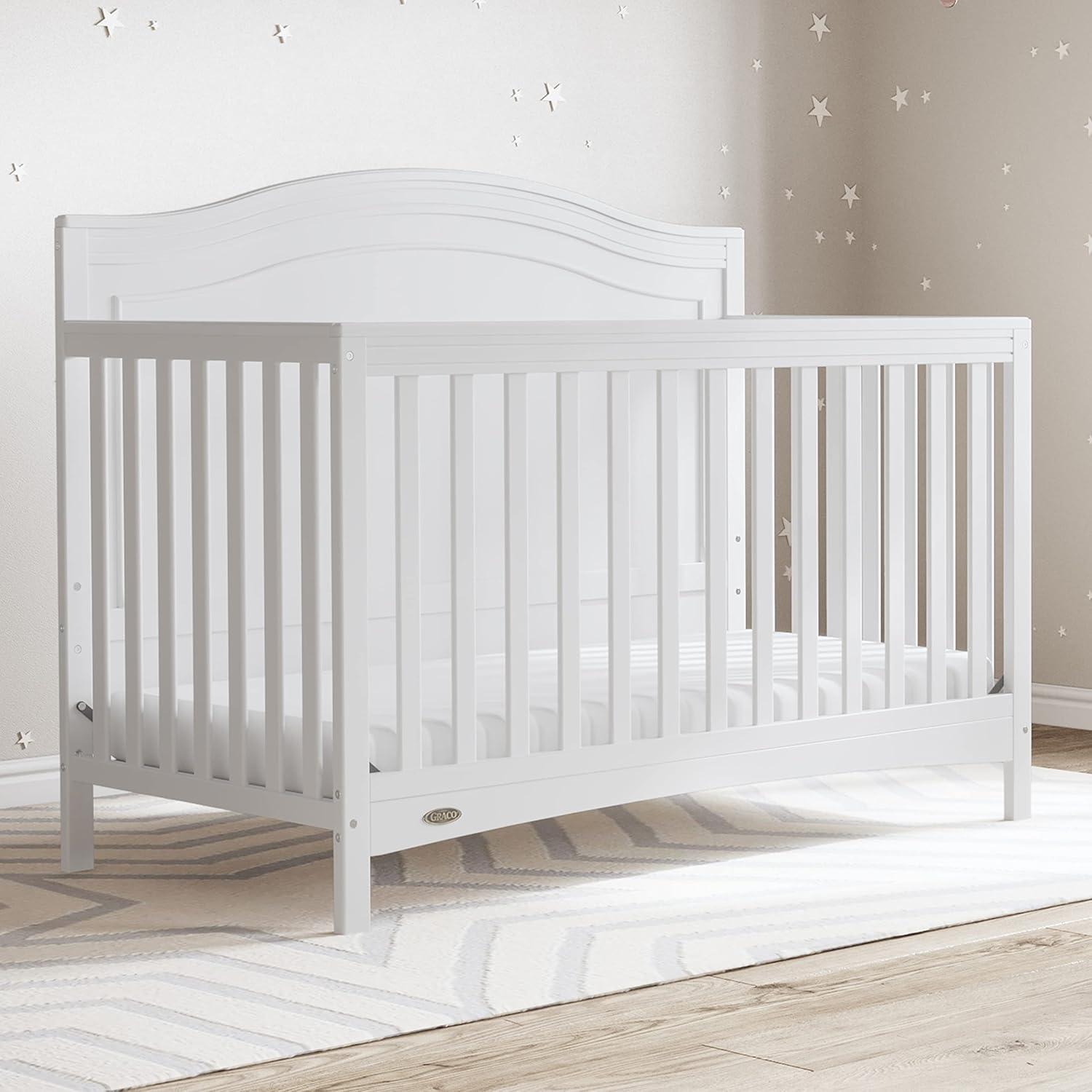 imageGraco Paris 4in1 Convertible Crib White GREENGUARD Gold Certified Converts to Toddler Bed and Daybed Fits Standard FullSize Crib Mattress Adjustable Mattress Support BaseWhite
