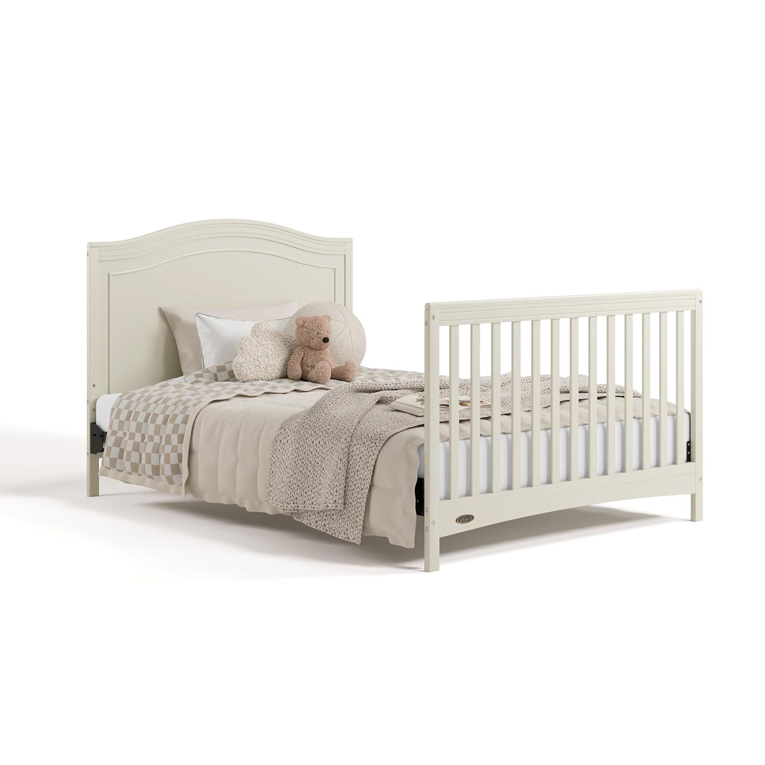 imageGraco Paris 4in1 Convertible Crib White GREENGUARD Gold Certified Converts to Toddler Bed and Daybed Fits Standard FullSize Crib Mattress Adjustable Mattress Support BaseFrosted Oat