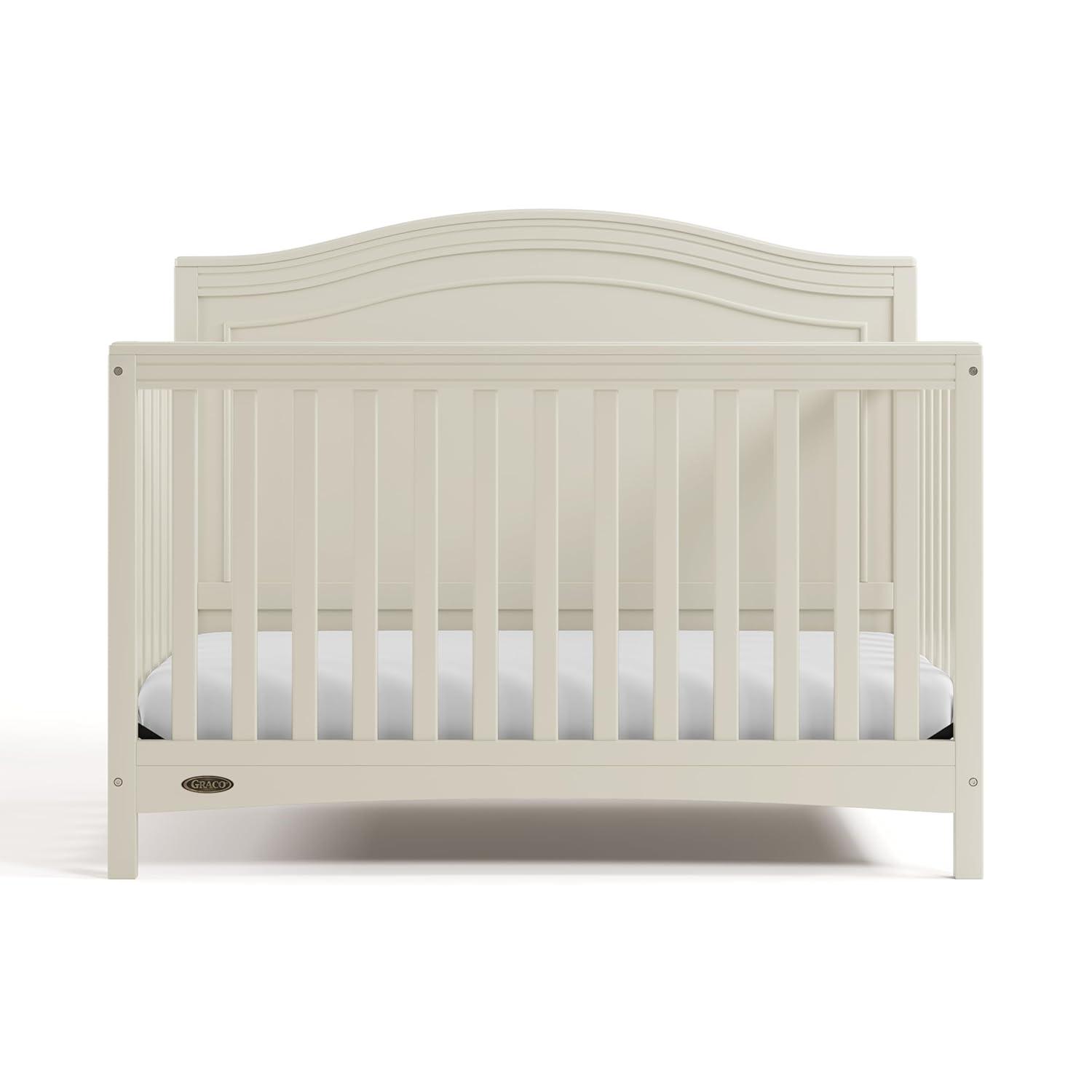 imageGraco Paris 4in1 Convertible Crib White GREENGUARD Gold Certified Converts to Toddler Bed and Daybed Fits Standard FullSize Crib Mattress Adjustable Mattress Support BaseFrosted Oat