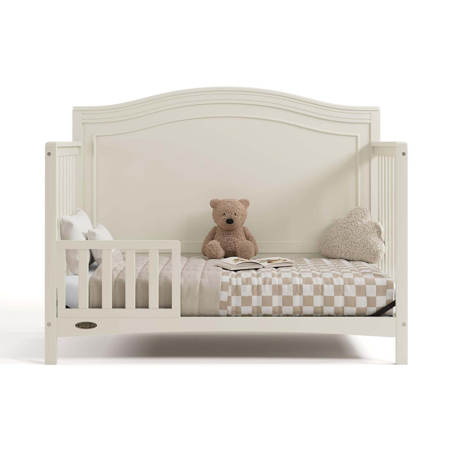 imageGraco Paris 4in1 Convertible Crib White GREENGUARD Gold Certified Converts to Toddler Bed and Daybed Fits Standard FullSize Crib Mattress Adjustable Mattress Support BaseFrosted Oat