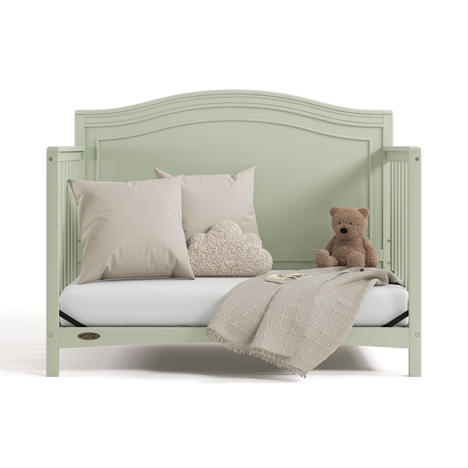 imageGraco Paris 4in1 Convertible Crib White GREENGUARD Gold Certified Converts to Toddler Bed and Daybed Fits Standard FullSize Crib Mattress Adjustable Mattress Support BaseSage