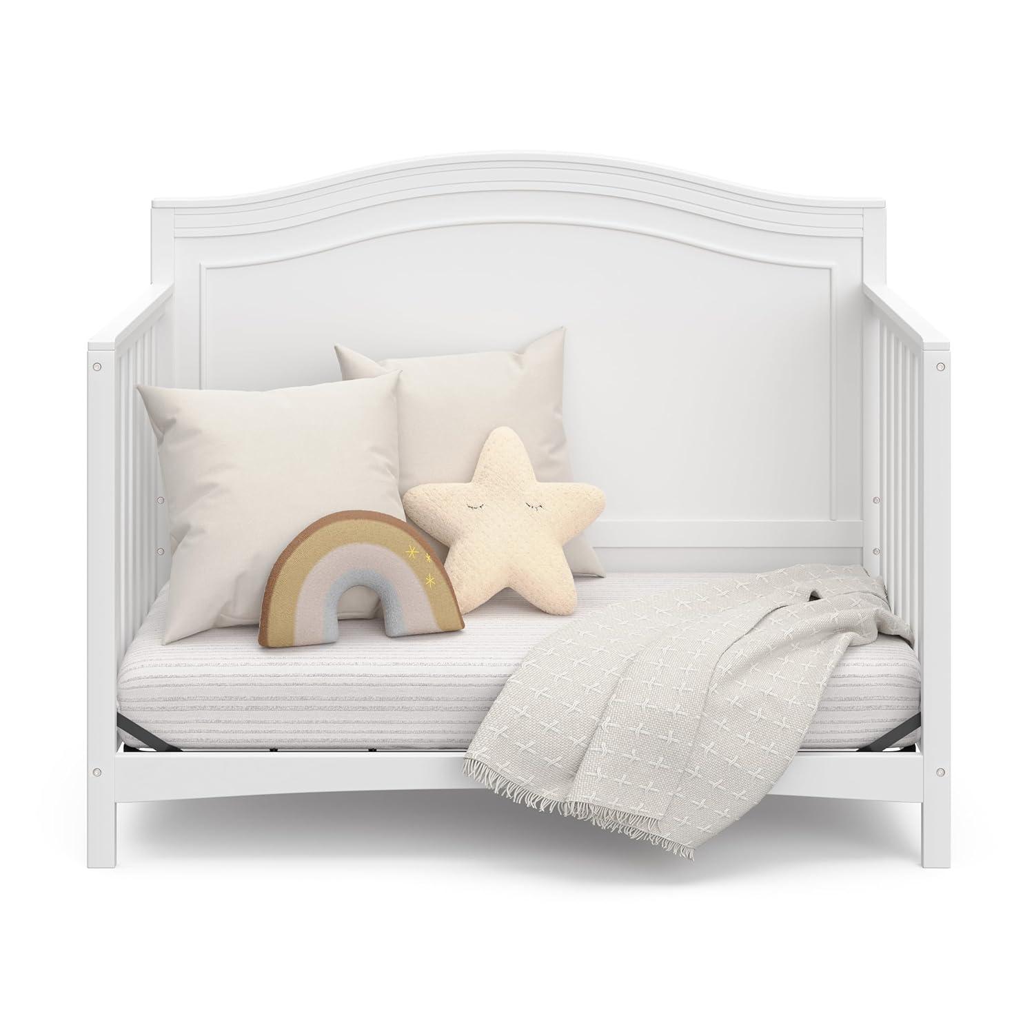 imageGraco Paris Crib and Mattress Nursery Essentials Pack White GREENGUARD Gold Certified Baby Crib ampamp Crib Mattress Cribs with Mattress Included Convertible Crib Baby Mattresses for CribWhite