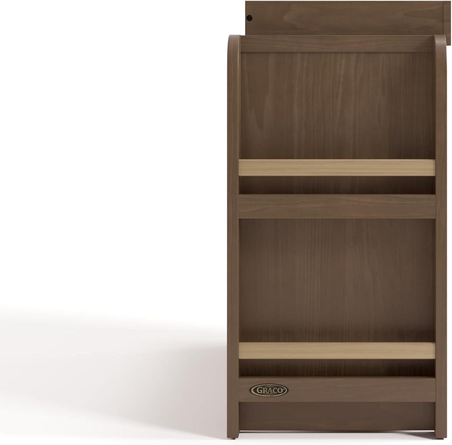 imageGraco ReadwithMe 6 Drawer Dresser with Bookshelves White with Driftwood GREENGUARD Gold Certified Storage for Baby and Kids Room Interlocking Drawer SystemHazelnut With Driftwood