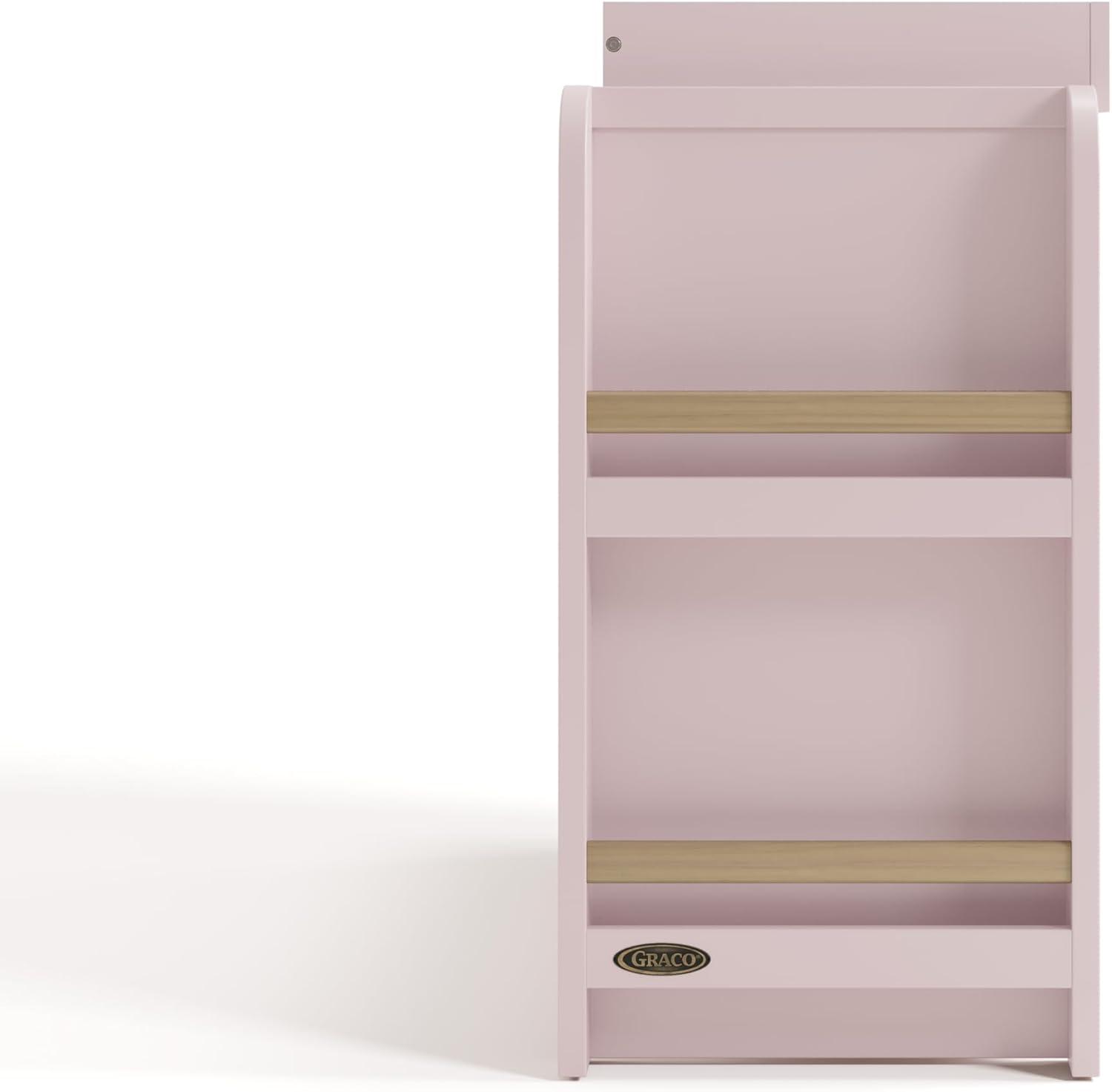 imageGraco ReadwithMe 6 Drawer Dresser with Bookshelves White with Driftwood GREENGUARD Gold Certified Storage for Baby and Kids Room Interlocking Drawer SystemBlush With Driftwood