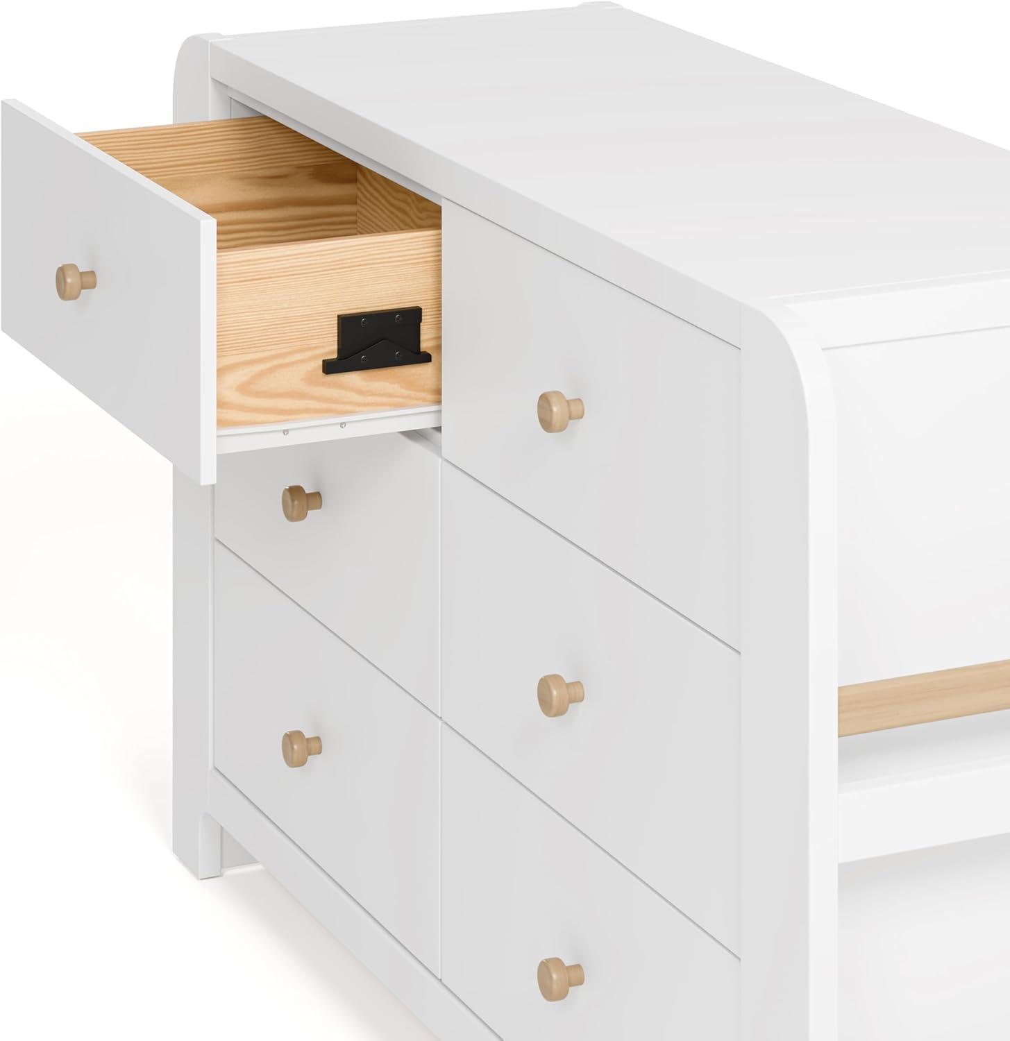 imageGraco ReadwithMe 6 Drawer Dresser with Bookshelves White with Driftwood GREENGUARD Gold Certified Storage for Baby and Kids Room Interlocking Drawer SystemWhite With Driftwood