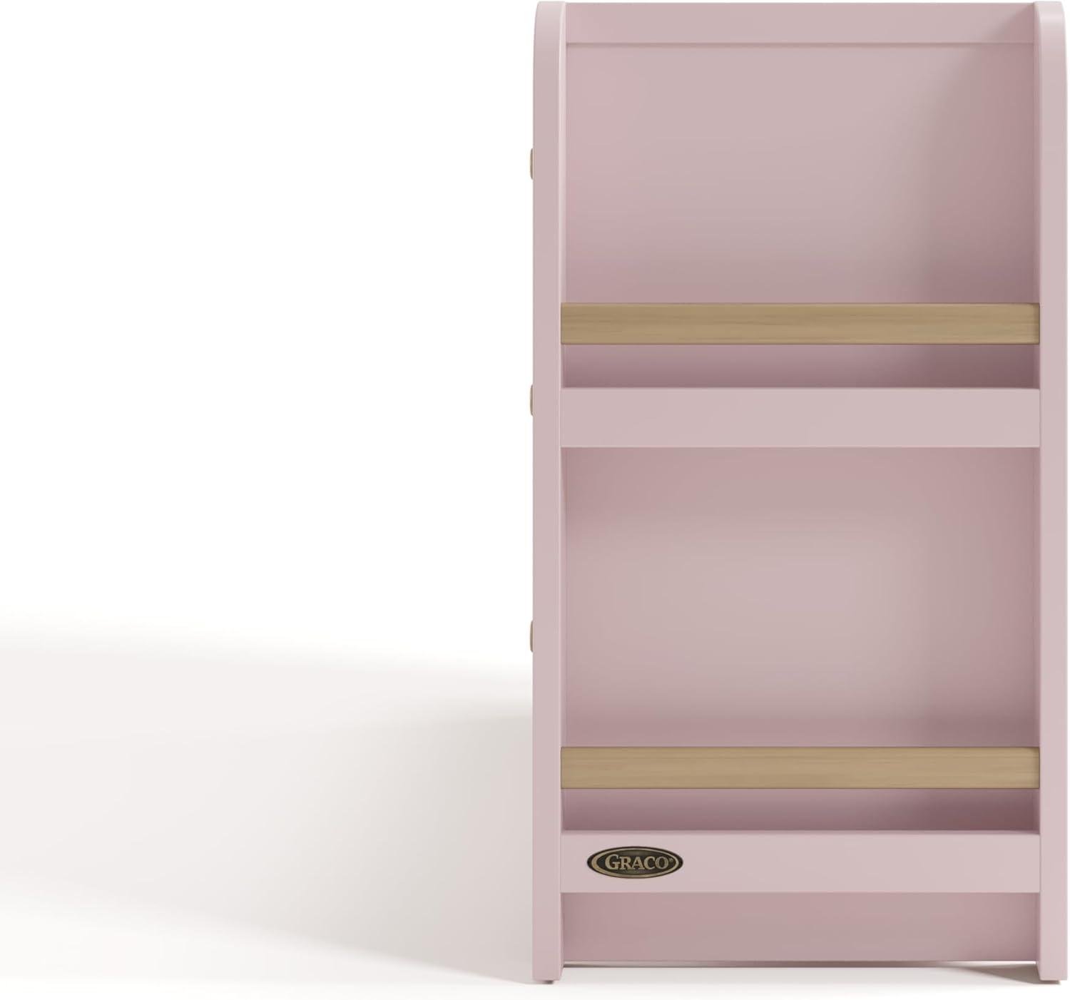 imageGraco ReadwithMe 6 Drawer Dresser with Bookshelves White with Driftwood GREENGUARD Gold Certified Storage for Baby and Kids Room Interlocking Drawer SystemBlush With Driftwood