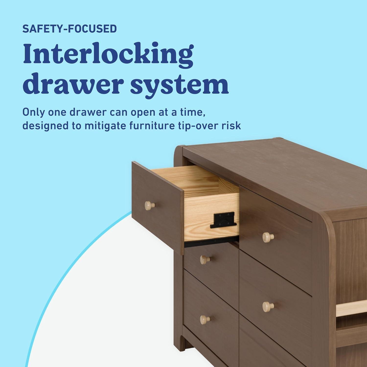 imageGraco ReadwithMe 6 Drawer Dresser with Bookshelves White with Driftwood GREENGUARD Gold Certified Storage for Baby and Kids Room Interlocking Drawer SystemHazelnut With Driftwood