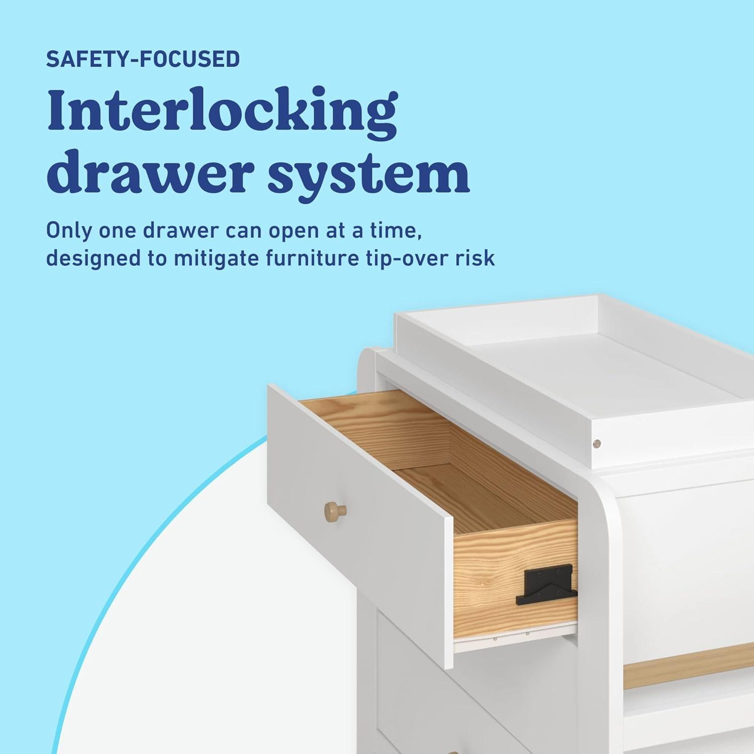 imageGraco ReadwithMe 6 Drawer Dresser with Bookshelves White with Driftwood GREENGUARD Gold Certified Storage for Baby and Kids Room Interlocking Drawer SystemWhite With Driftwood