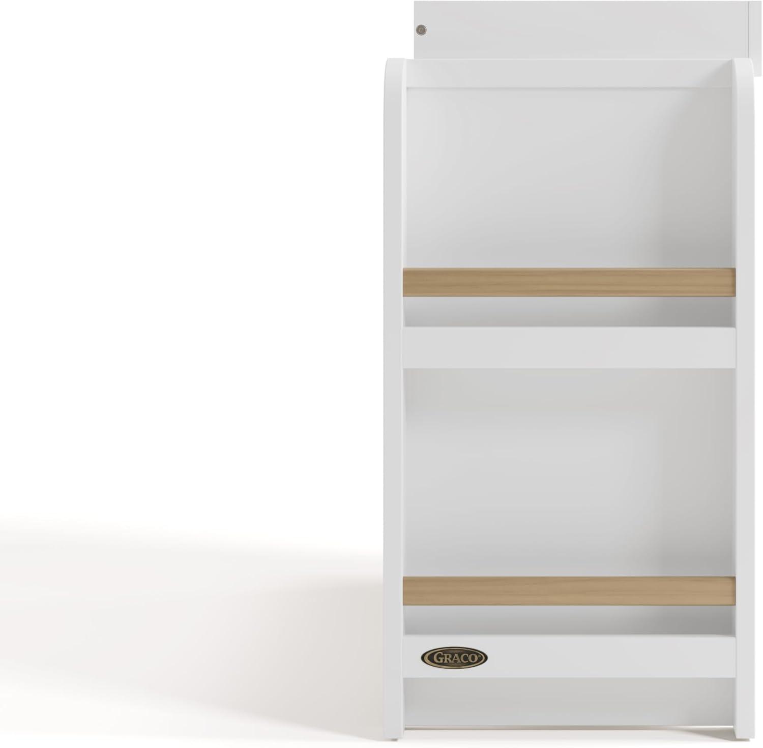 imageGraco ReadwithMe 6 Drawer Dresser with Bookshelves White with Driftwood GREENGUARD Gold Certified Storage for Baby and Kids Room Interlocking Drawer SystemWhite With Driftwood