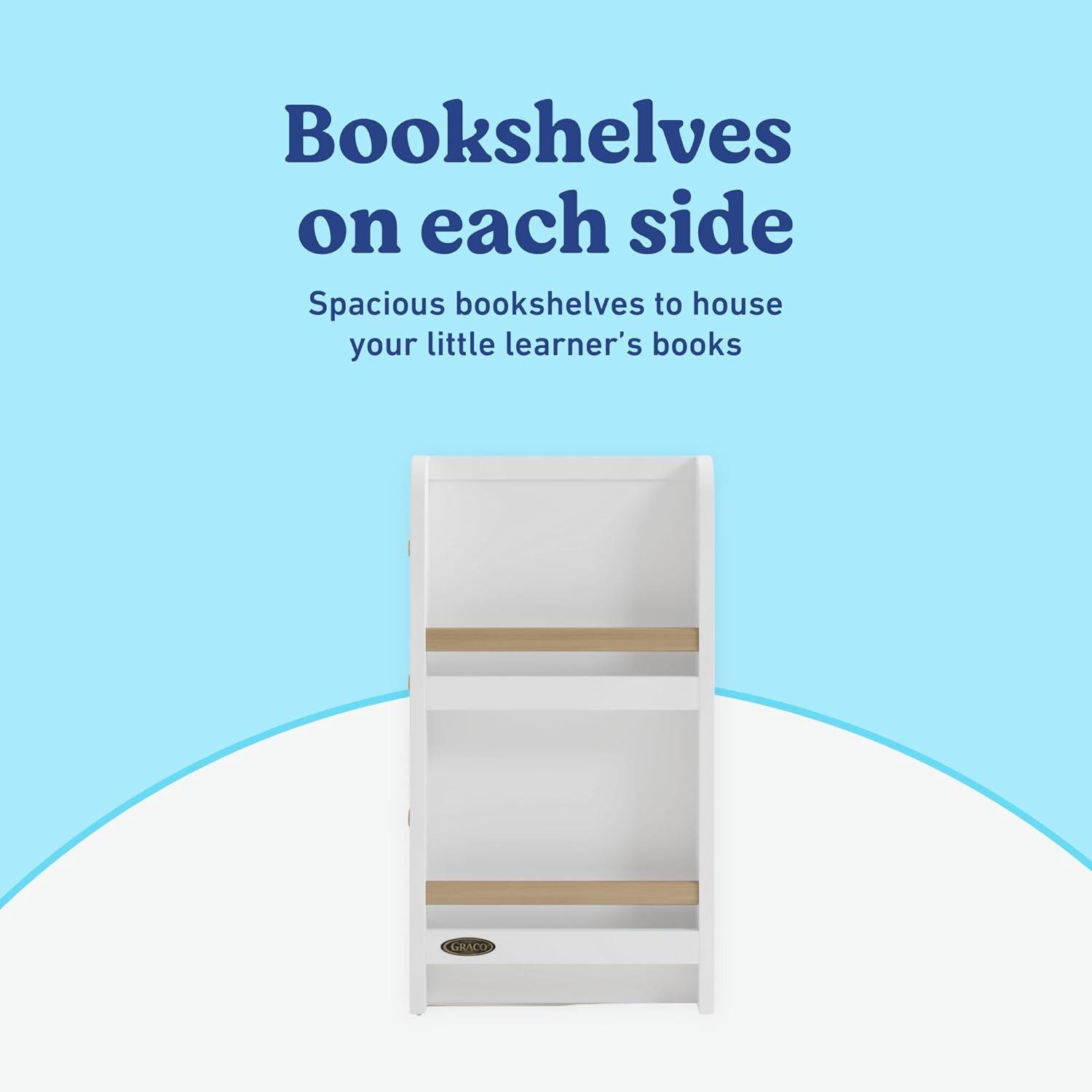 imageGraco ReadwithMe 6 Drawer Dresser with Bookshelves White with Driftwood GREENGUARD Gold Certified Storage for Baby and Kids Room Interlocking Drawer SystemWhite With Driftwood