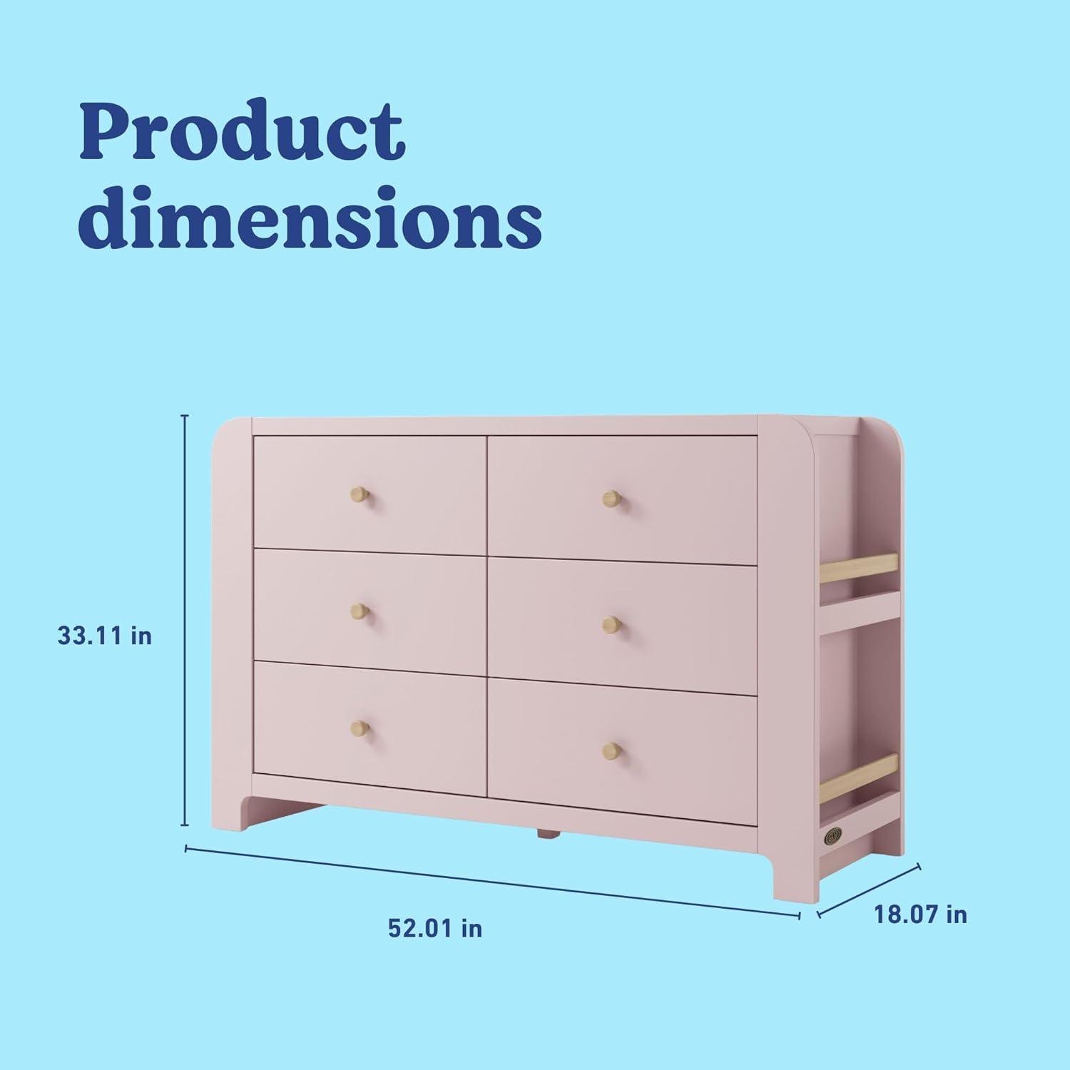 imageGraco ReadwithMe 6 Drawer Dresser with Bookshelves White with Driftwood GREENGUARD Gold Certified Storage for Baby and Kids Room Interlocking Drawer SystemBlush With Driftwood