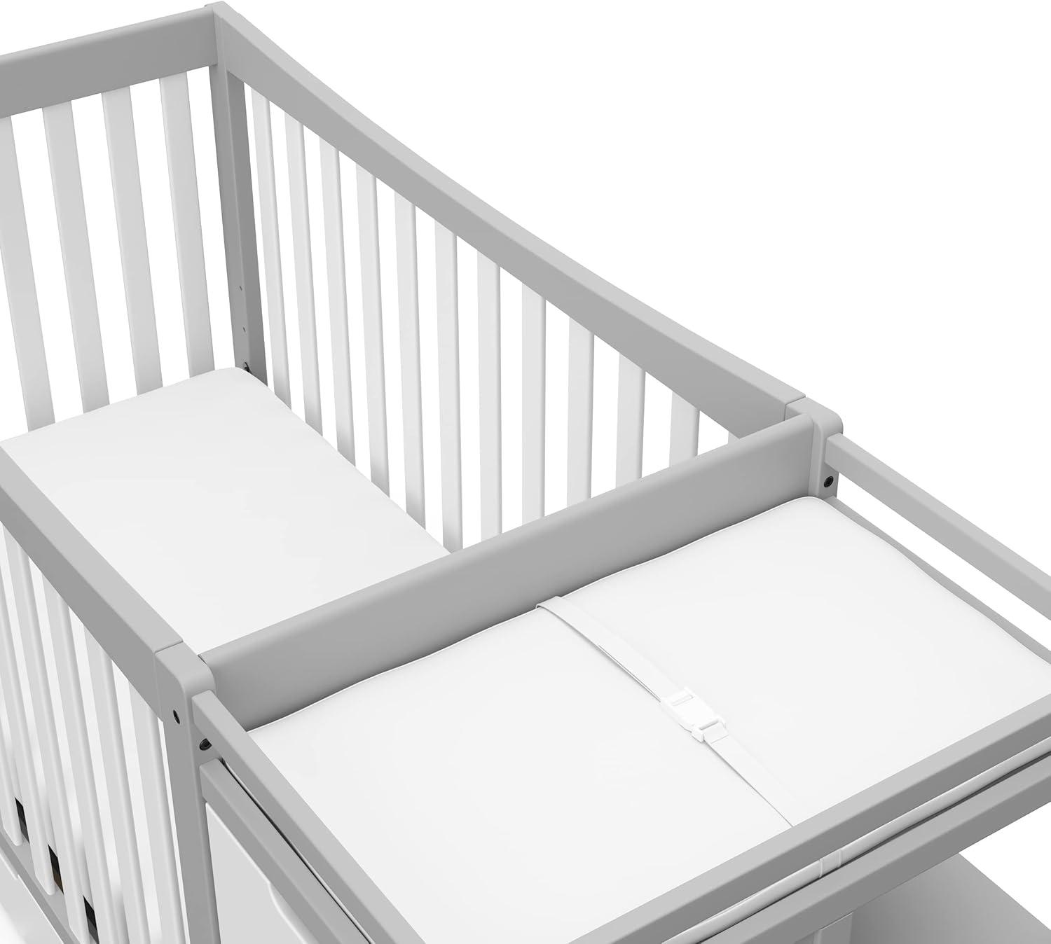 imageGraco Remi 4in1 Convertible Crib ampamp Changer White GREENGUARD Gold Certified Fits Standard Crib Mattress Converts to Toddler Bed and Full Bed 4 Adjustable Mattress HeightsPebble Gray White