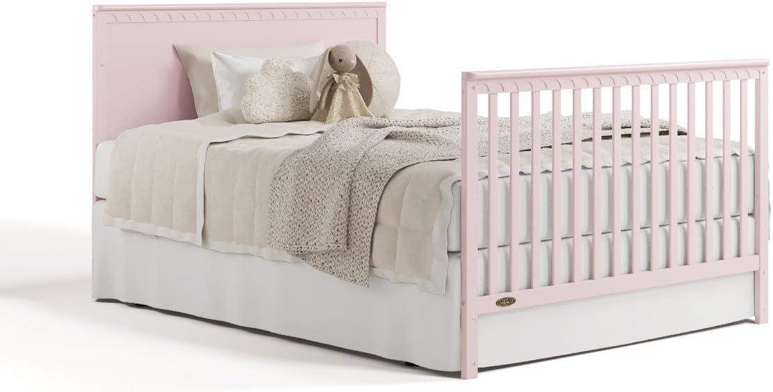 imageGraco Sasha 5in1 Convertible Crib with Drawer White GREENGUARD Gold Certified Wood Crib Converts to Toddler Bed Daybed FullSize Bed Stylish Classic DesignBlush