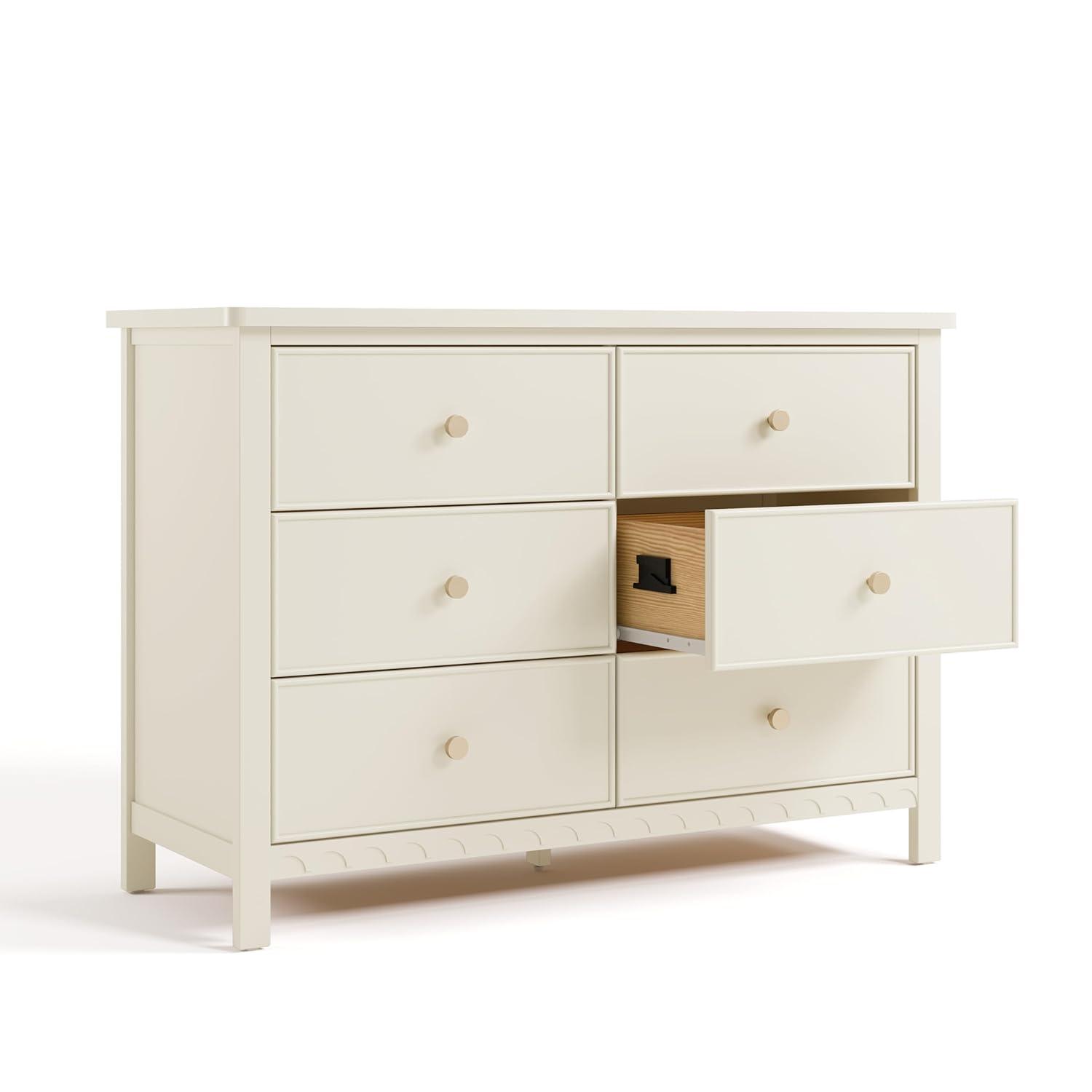 imageGraco Sasha 6 Drawer Dresser White GREENGUARD Gold Certified Wood Storage for Nursery or Kids Room Safe Interlocking Drawer System ampamp Easy Assembly with PreInstalled TracksFrosted Oat