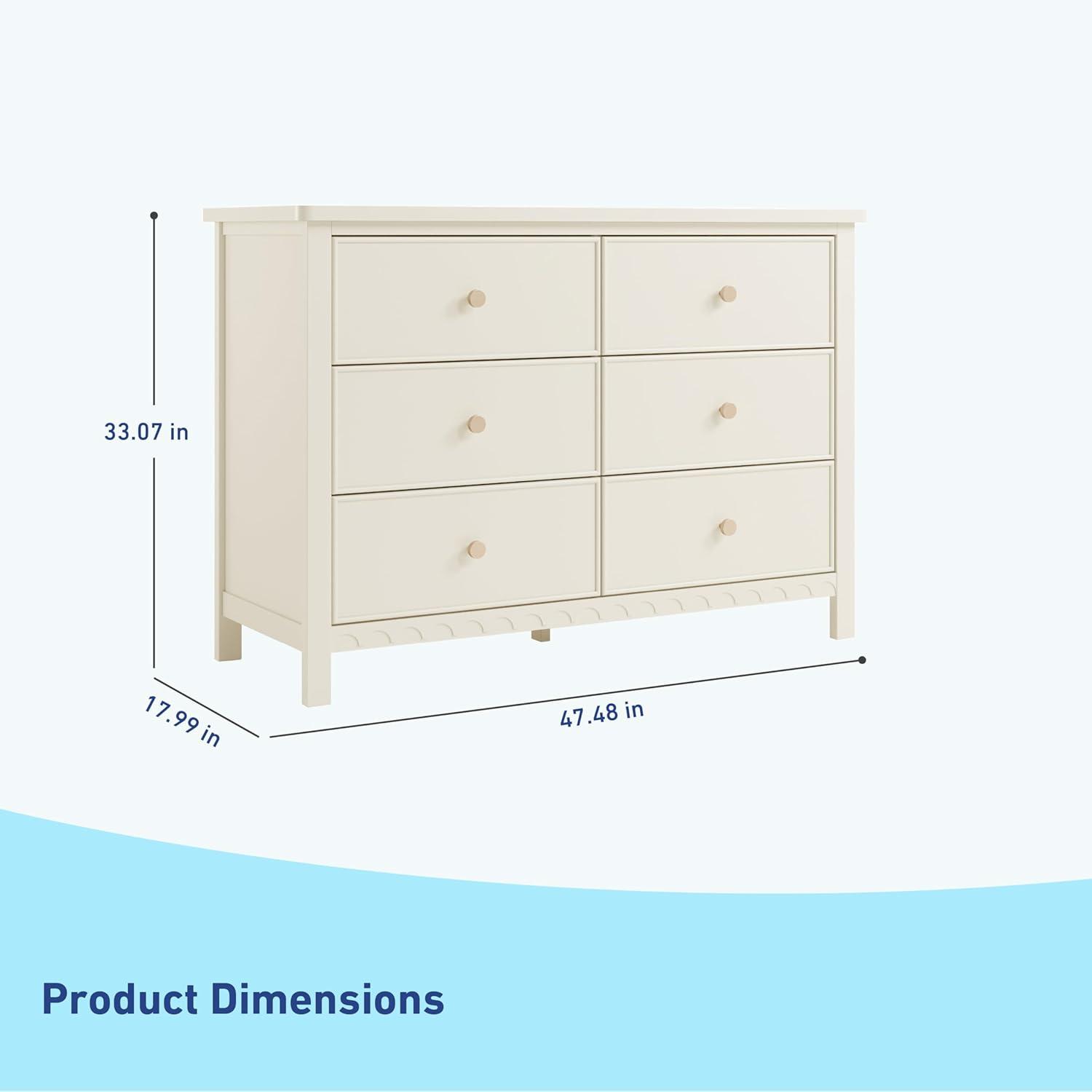 imageGraco Sasha 6 Drawer Dresser White GREENGUARD Gold Certified Wood Storage for Nursery or Kids Room Safe Interlocking Drawer System ampamp Easy Assembly with PreInstalled TracksFrosted Oat