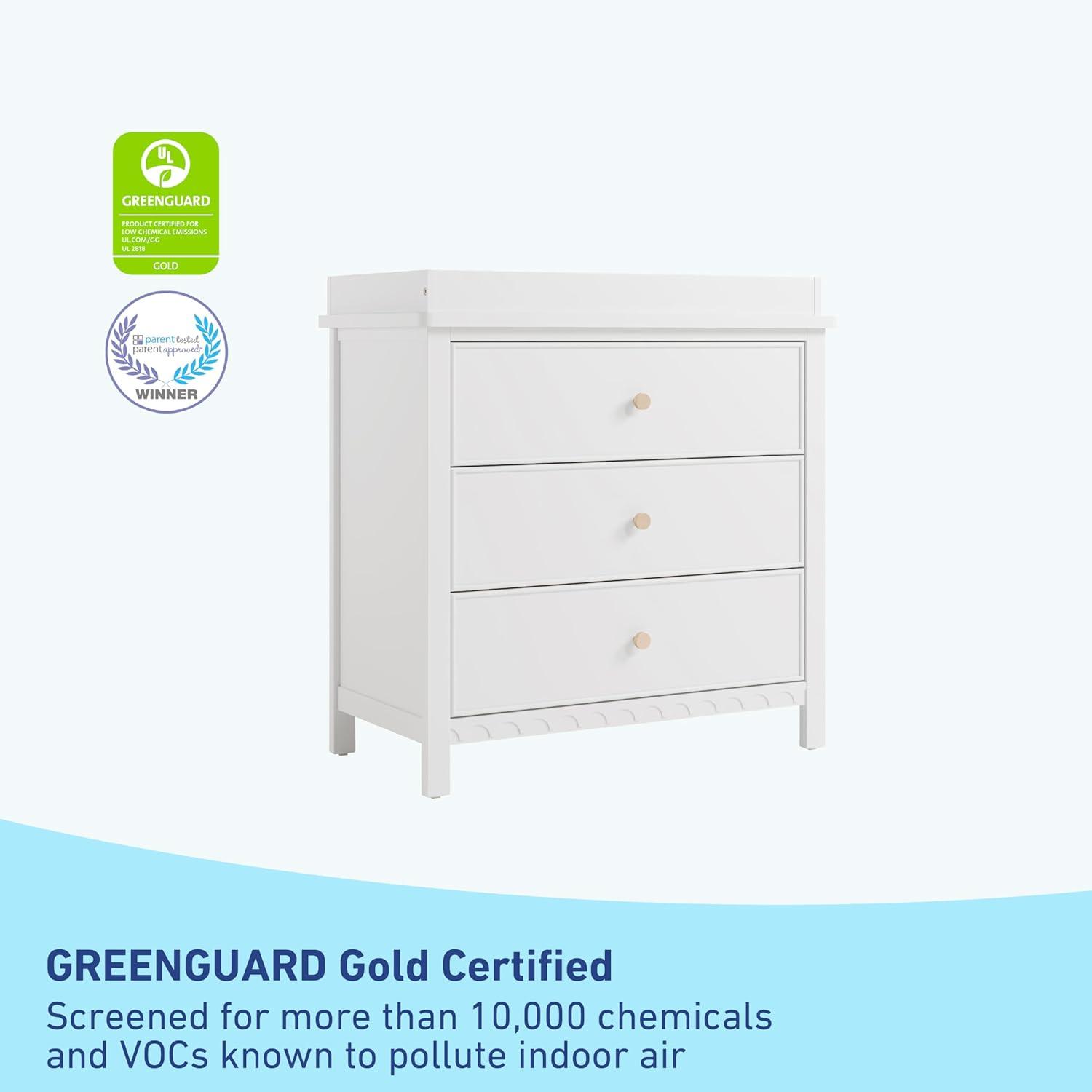 imageGraco Sasha 6 Drawer Dresser White GREENGUARD Gold Certified Wood Storage for Nursery or Kids Room Safe Interlocking Drawer System ampamp Easy Assembly with PreInstalled TracksWhite