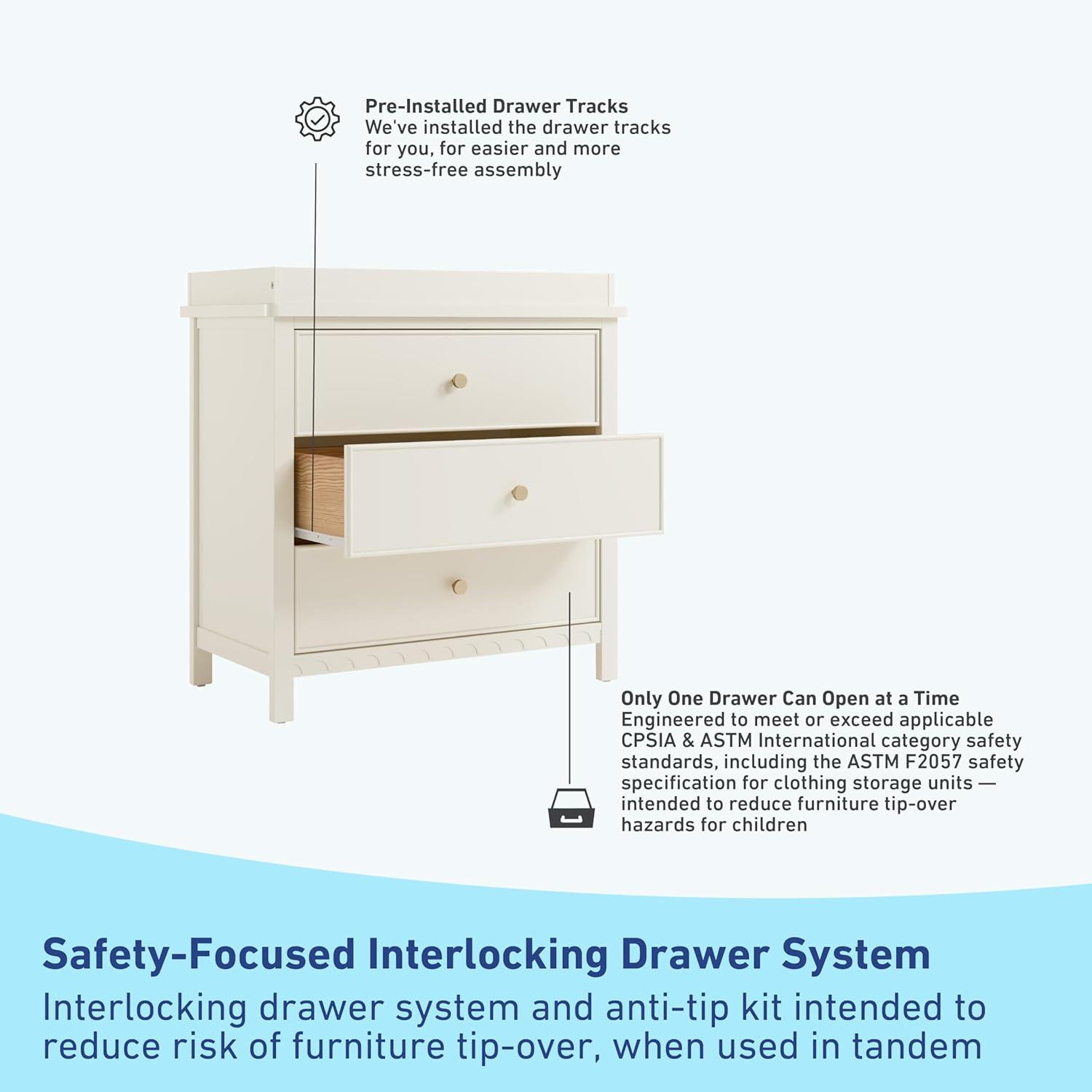 imageGraco Sasha 6 Drawer Dresser White GREENGUARD Gold Certified Wood Storage for Nursery or Kids Room Safe Interlocking Drawer System ampamp Easy Assembly with PreInstalled TracksFrosted Oat