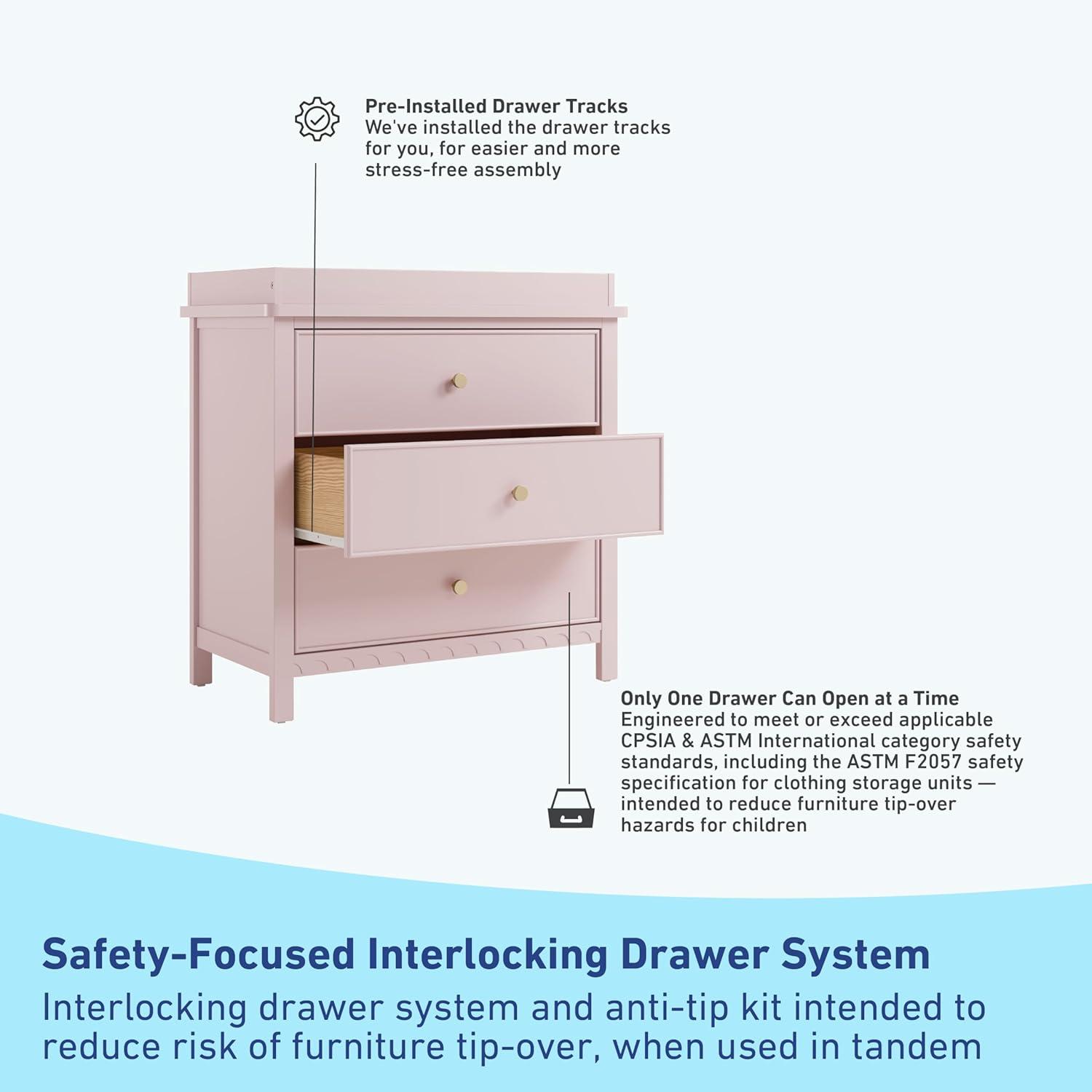 imageGraco Sasha 6 Drawer Dresser White GREENGUARD Gold Certified Wood Storage for Nursery or Kids Room Safe Interlocking Drawer System ampamp Easy Assembly with PreInstalled TracksBlush