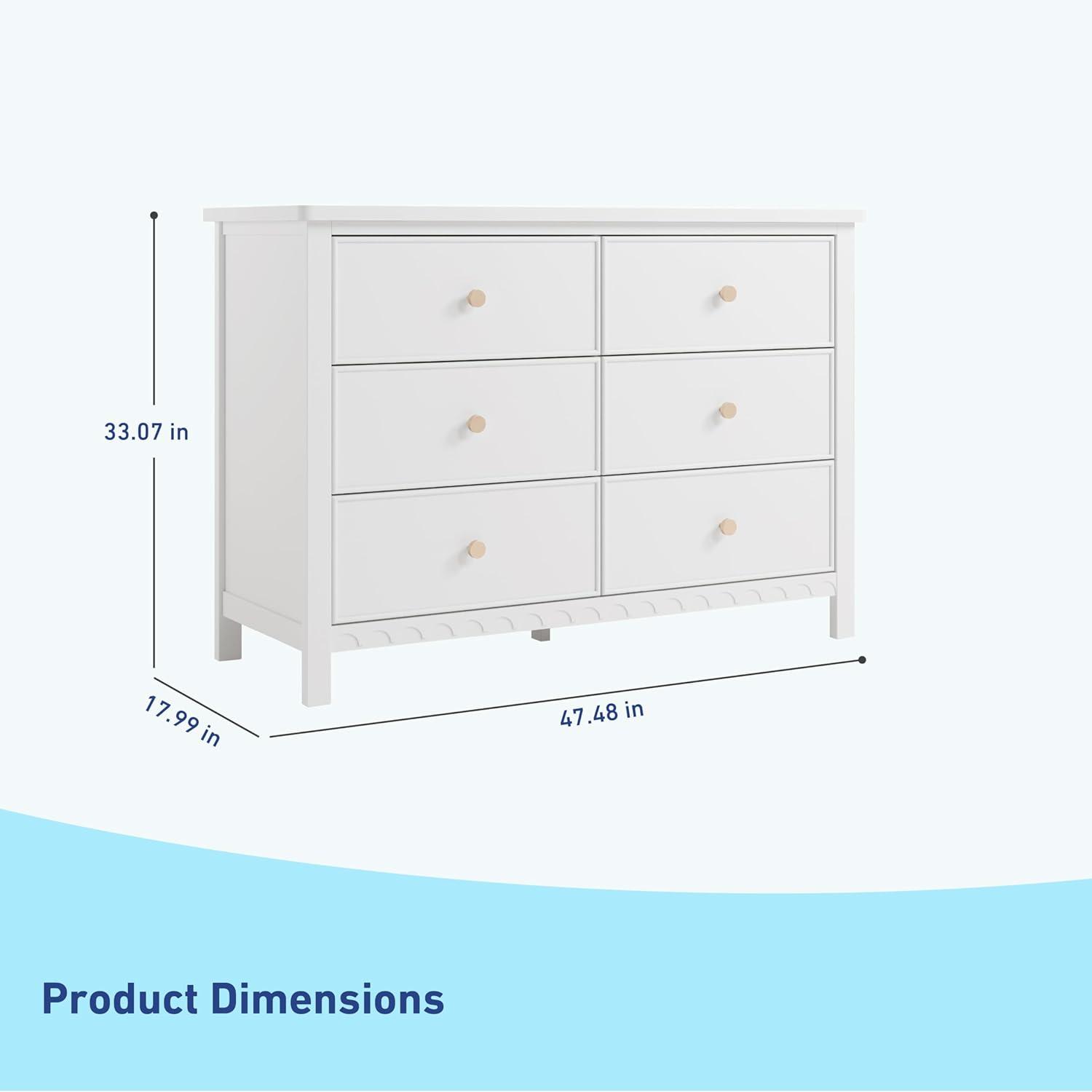 imageGraco Sasha 6 Drawer Dresser White GREENGUARD Gold Certified Wood Storage for Nursery or Kids Room Safe Interlocking Drawer System ampamp Easy Assembly with PreInstalled TracksWhite