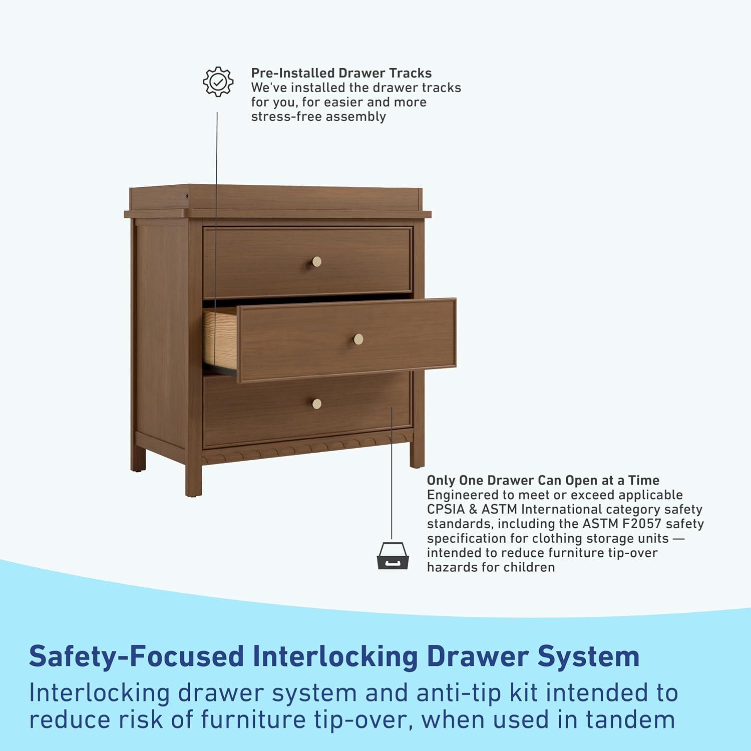 imageGraco Sasha 6 Drawer Dresser White GREENGUARD Gold Certified Wood Storage for Nursery or Kids Room Safe Interlocking Drawer System ampamp Easy Assembly with PreInstalled TracksHazelnut