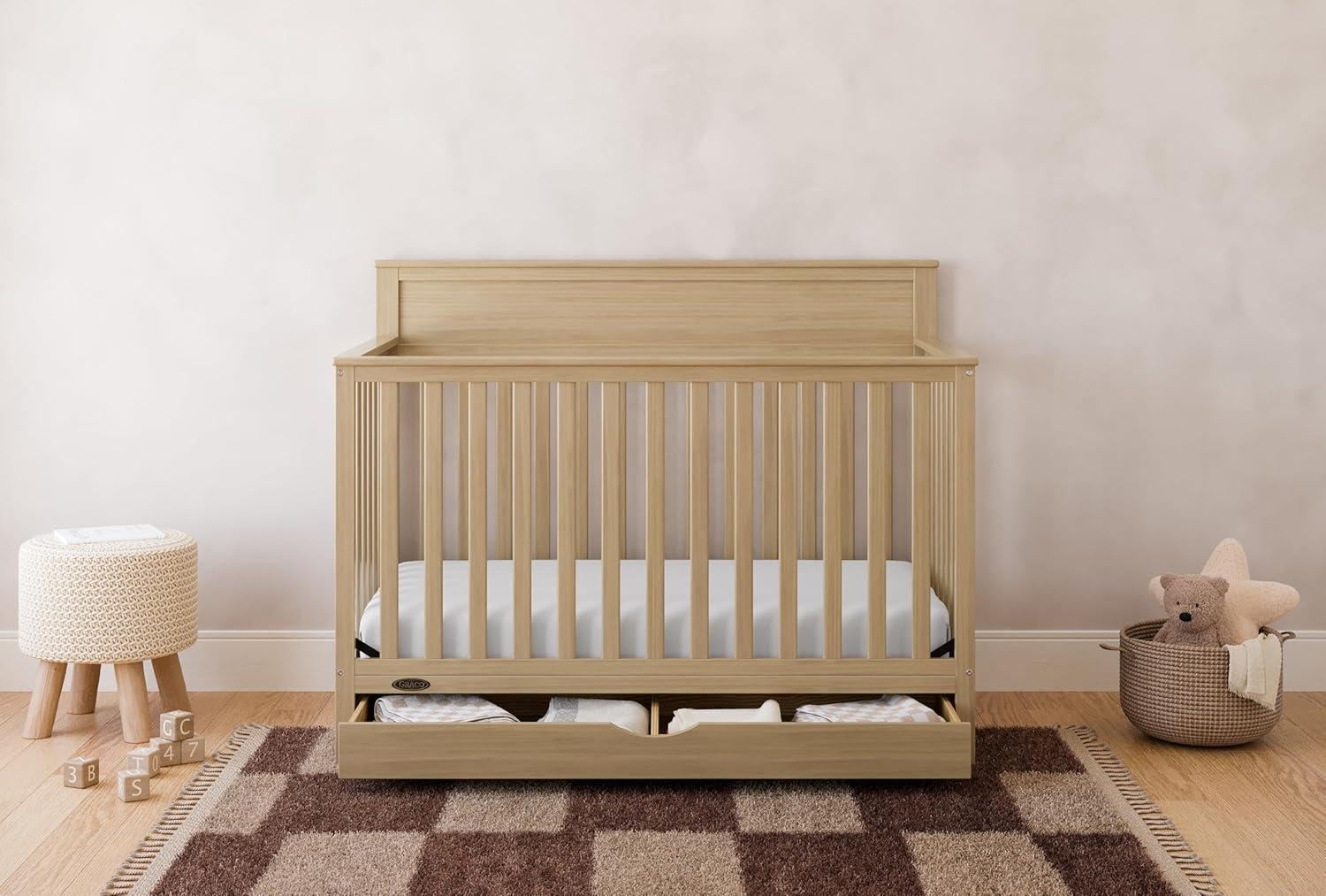 imageGraco Shiloh 5in1 Convertible Crib ampamp Changer with Drawer White GREENGUARD Gold Certified Baby Crib Crafted from Wood Converts to Toddler Bed Daybed and FullSize BedDriftwood