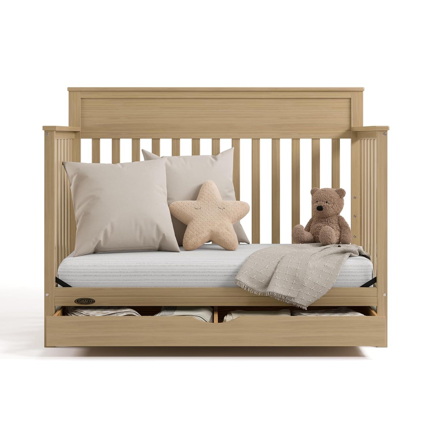 imageGraco Shiloh 5in1 Convertible Crib ampamp Changer with Drawer White GREENGUARD Gold Certified Baby Crib Crafted from Wood Converts to Toddler Bed Daybed and FullSize BedDriftwood