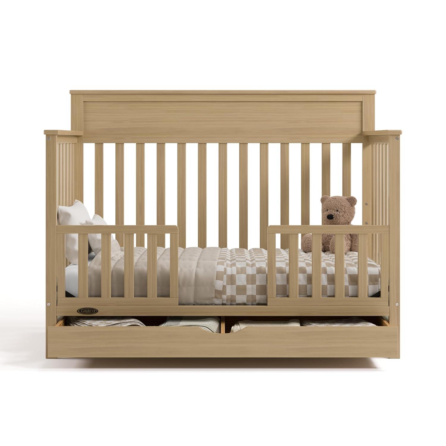 imageGraco Shiloh 5in1 Convertible Crib ampamp Changer with Drawer White GREENGUARD Gold Certified Baby Crib Crafted from Wood Converts to Toddler Bed Daybed and FullSize BedDriftwood