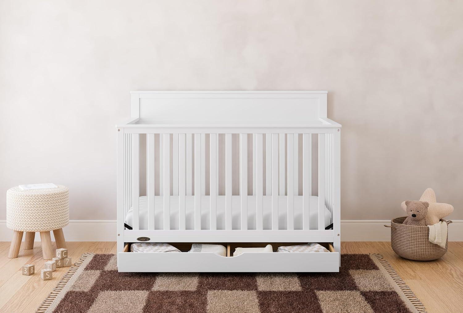 imageGraco Shiloh 5in1 Convertible Crib ampamp Changer with Drawer White GREENGUARD Gold Certified Baby Crib Crafted from Wood Converts to Toddler Bed Daybed and FullSize BedWhite