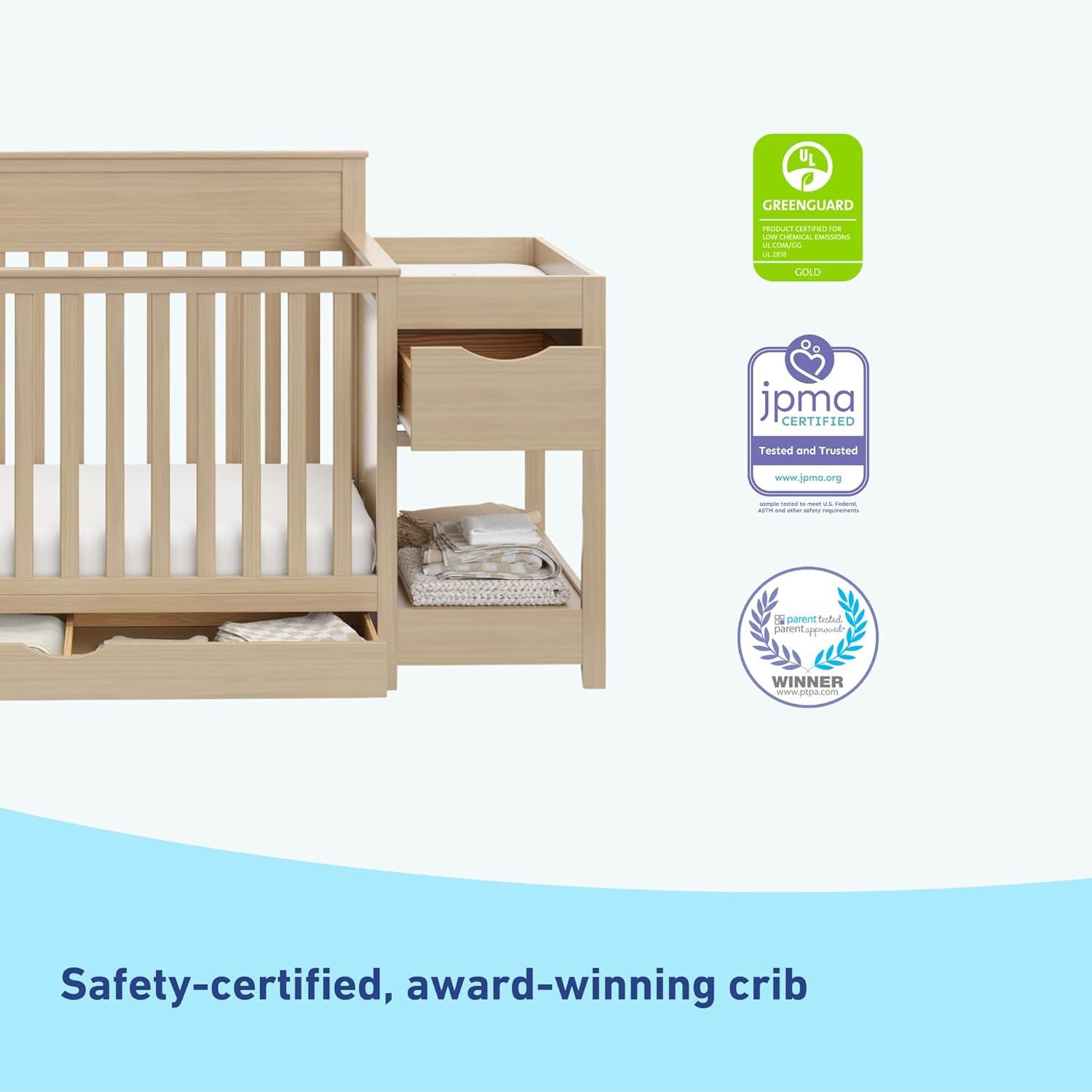 imageGraco Shiloh 5in1 Convertible Crib ampamp Changer with Drawer White GREENGUARD Gold Certified Baby Crib Crafted from Wood Converts to Toddler Bed Daybed and FullSize BedDriftwood