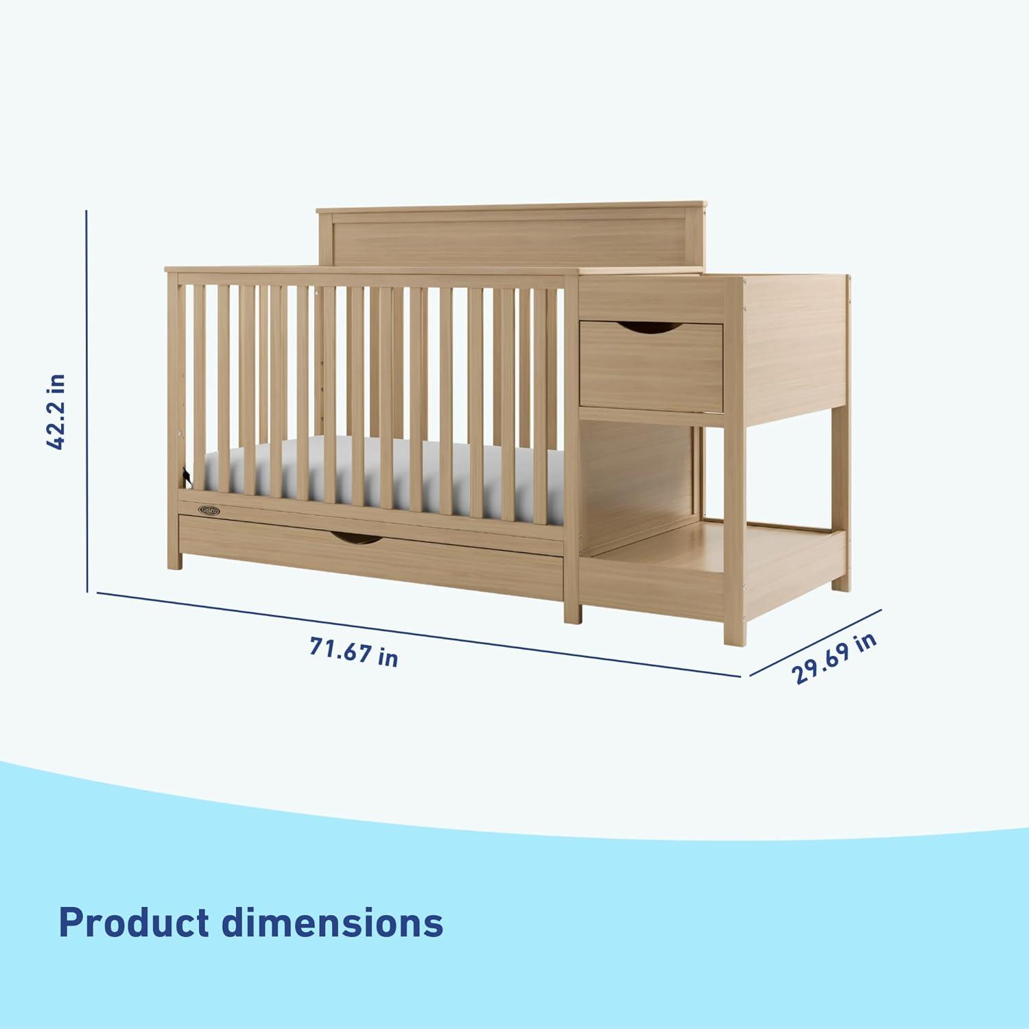 imageGraco Shiloh 5in1 Convertible Crib ampamp Changer with Drawer White GREENGUARD Gold Certified Baby Crib Crafted from Wood Converts to Toddler Bed Daybed and FullSize BedDriftwood