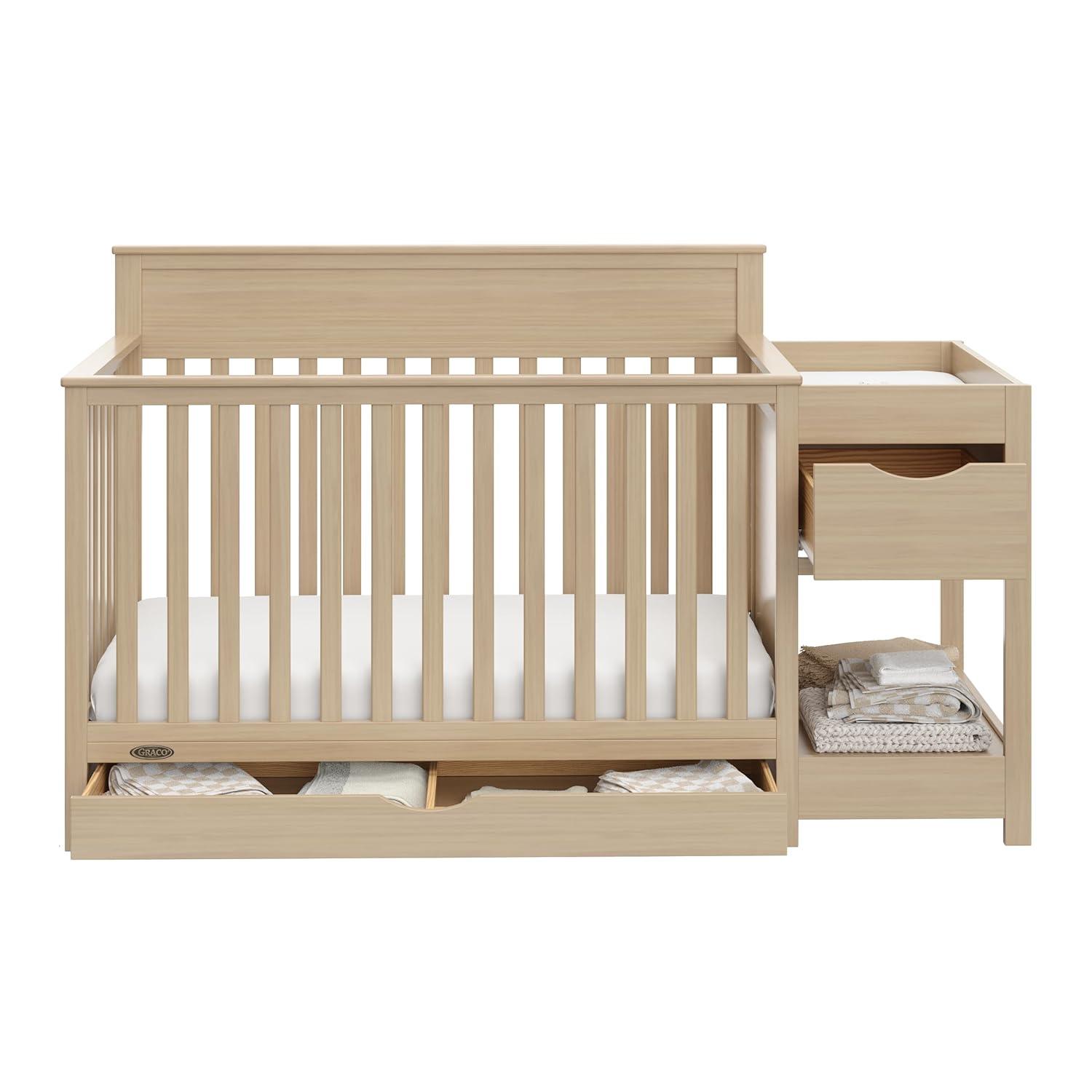 imageGraco Shiloh 5in1 Convertible Crib ampamp Changer with Drawer White GREENGUARD Gold Certified Baby Crib Crafted from Wood Converts to Toddler Bed Daybed and FullSize BedDriftwood