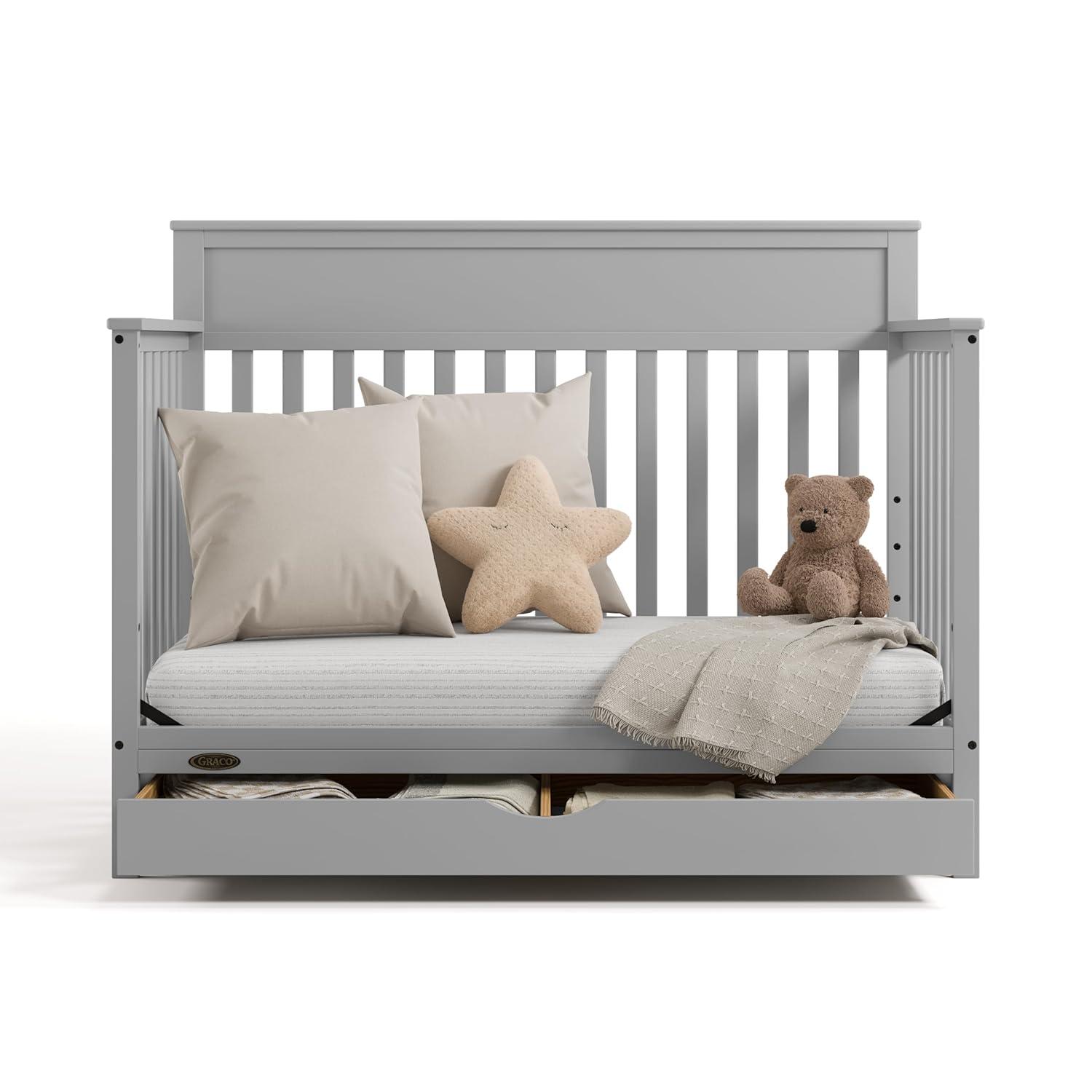 imageGraco Shiloh 5in1 Convertible Crib ampamp Changer with Drawer White GREENGUARD Gold Certified Baby Crib Crafted from Wood Converts to Toddler Bed Daybed and FullSize BedPebble Gray
