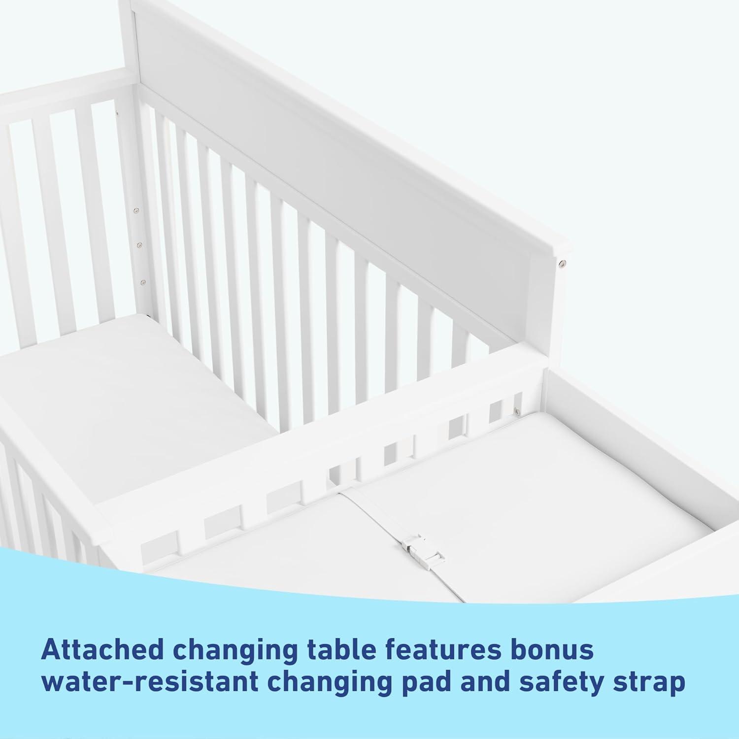 imageGraco Shiloh 5in1 Convertible Crib ampamp Changer with Drawer White GREENGUARD Gold Certified Baby Crib Crafted from Wood Converts to Toddler Bed Daybed and FullSize BedWhite