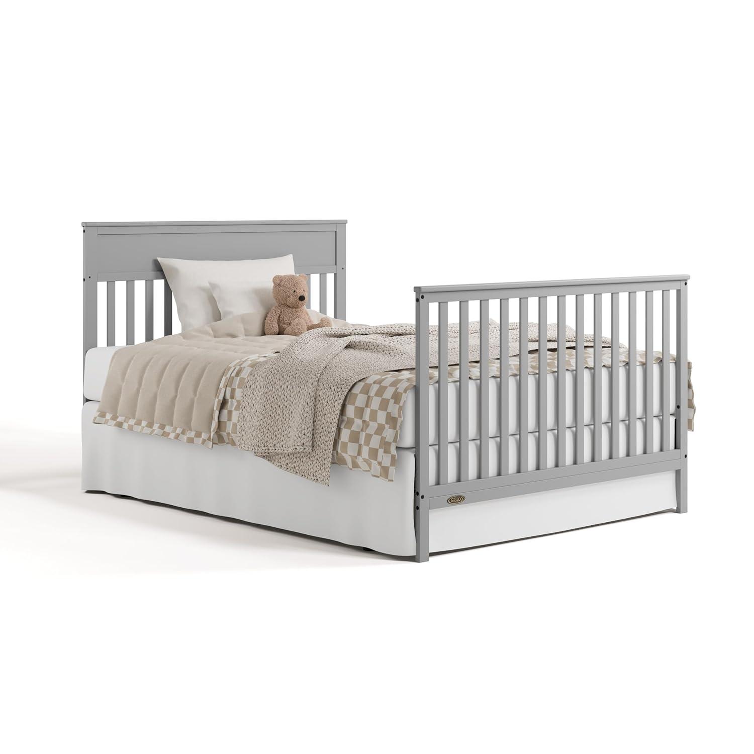imageGraco Shiloh 5in1 Convertible Crib ampamp Changer with Drawer White GREENGUARD Gold Certified Baby Crib Crafted from Wood Converts to Toddler Bed Daybed and FullSize BedPebble Gray