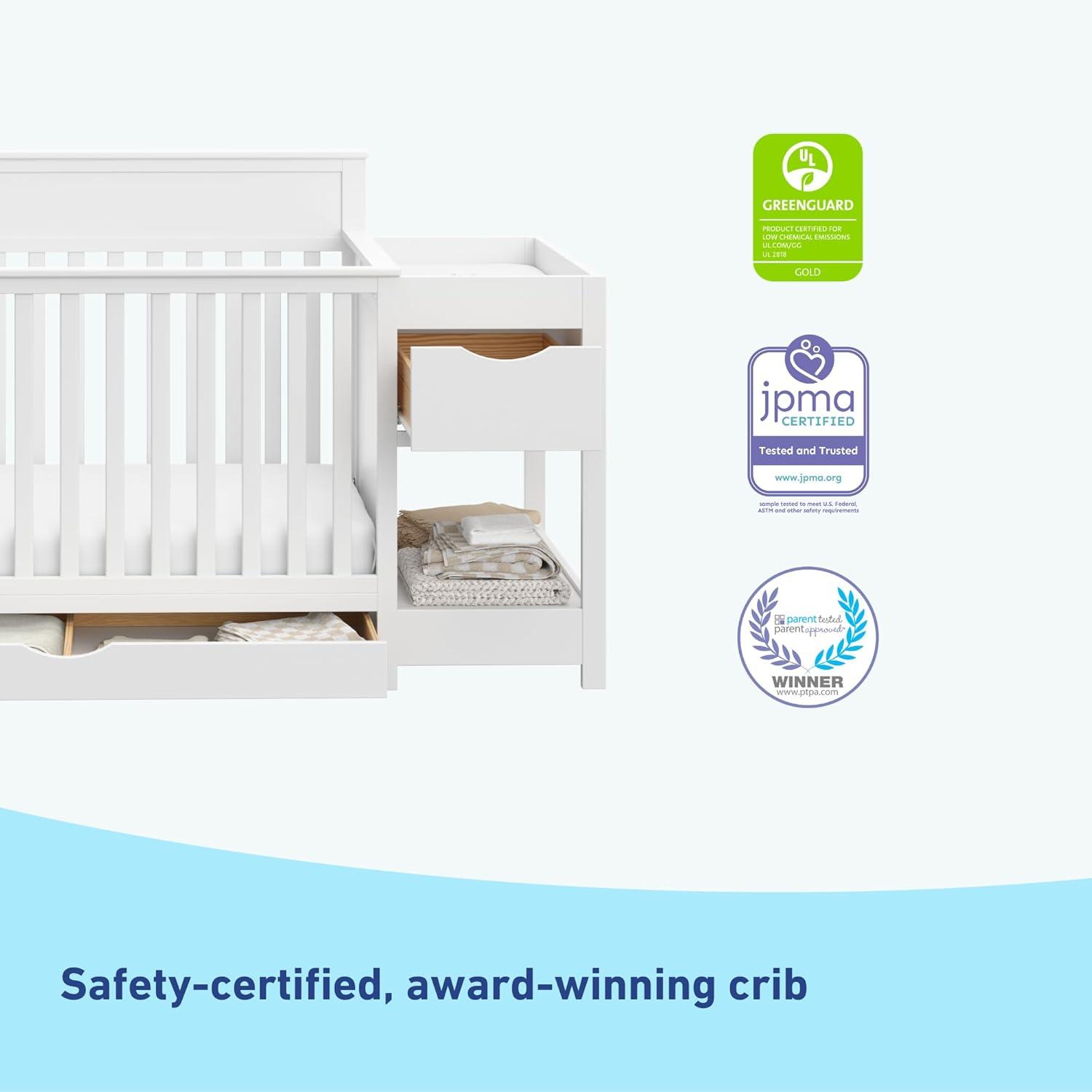 imageGraco Shiloh 5in1 Convertible Crib ampamp Changer with Drawer White GREENGUARD Gold Certified Baby Crib Crafted from Wood Converts to Toddler Bed Daybed and FullSize BedWhite