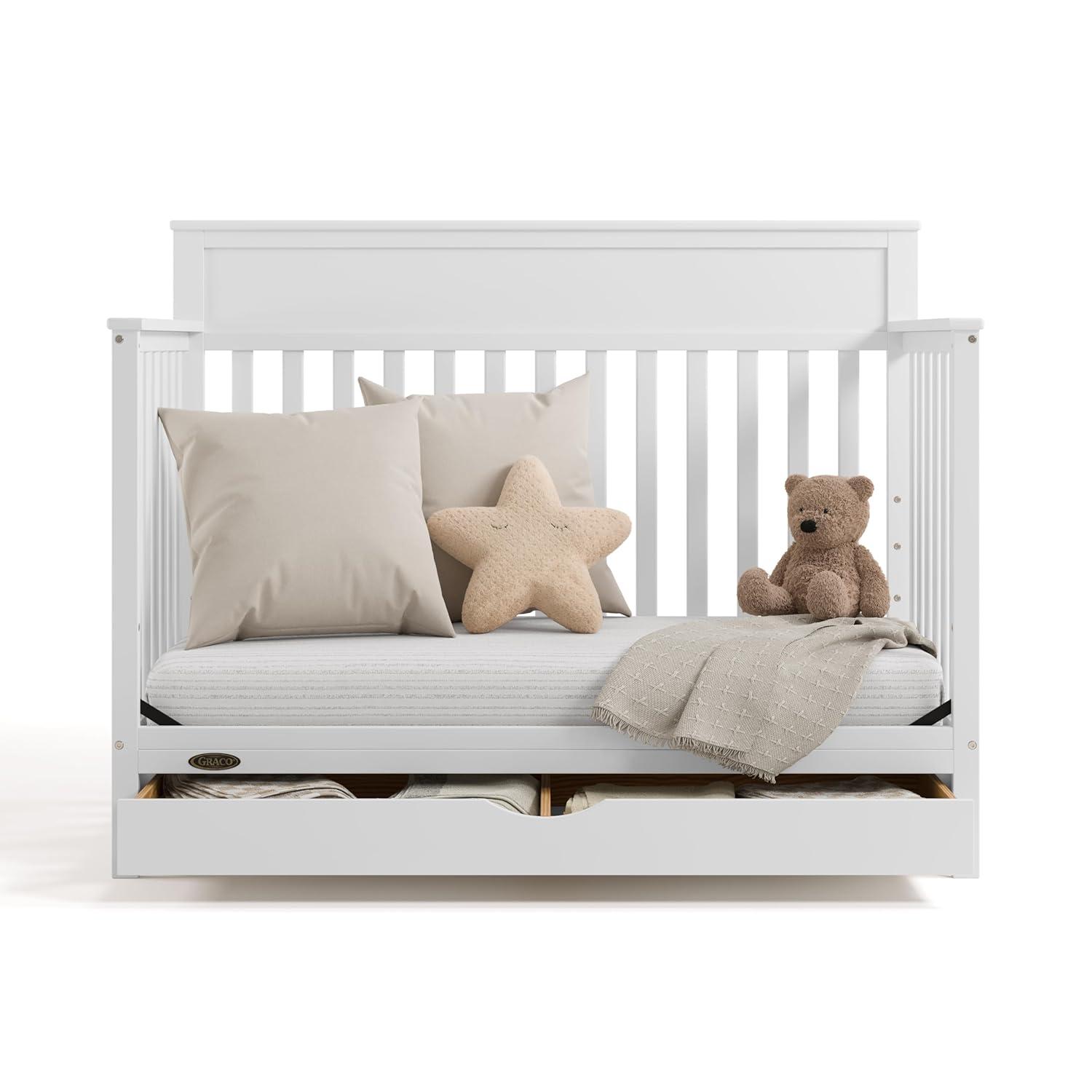 imageGraco Shiloh 5in1 Convertible Crib ampamp Changer with Drawer White GREENGUARD Gold Certified Baby Crib Crafted from Wood Converts to Toddler Bed Daybed and FullSize BedWhite