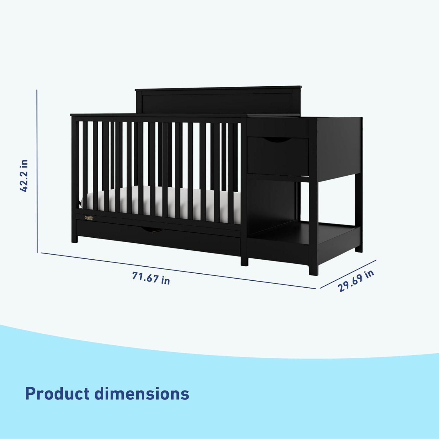 imageGraco Shiloh 5in1 Convertible Crib ampamp Changer with Drawer White GREENGUARD Gold Certified Baby Crib Crafted from Wood Converts to Toddler Bed Daybed and FullSize BedBlack