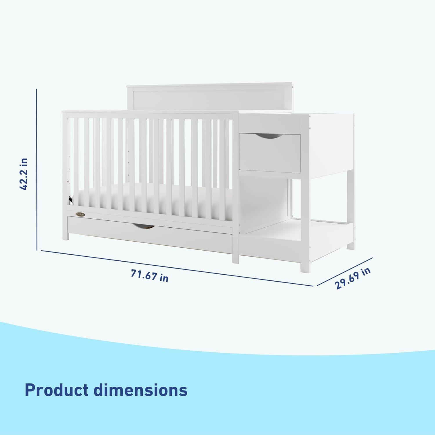 imageGraco Shiloh 5in1 Convertible Crib ampamp Changer with Drawer White GREENGUARD Gold Certified Baby Crib Crafted from Wood Converts to Toddler Bed Daybed and FullSize BedWhite