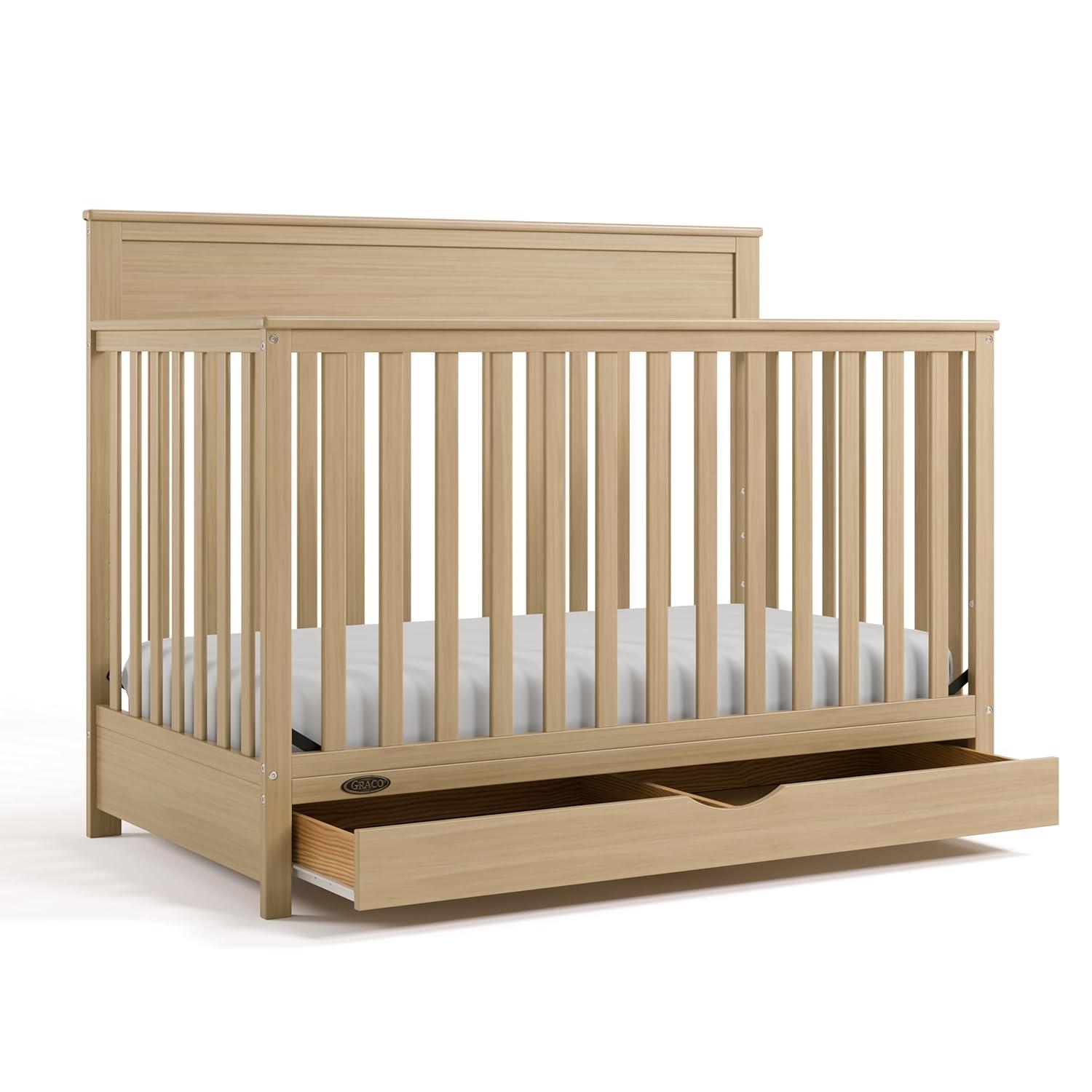 imageGraco Shiloh 5in1 Convertible Crib ampamp Changer with Drawer White GREENGUARD Gold Certified Baby Crib Crafted from Wood Converts to Toddler Bed Daybed and FullSize BedDriftwood