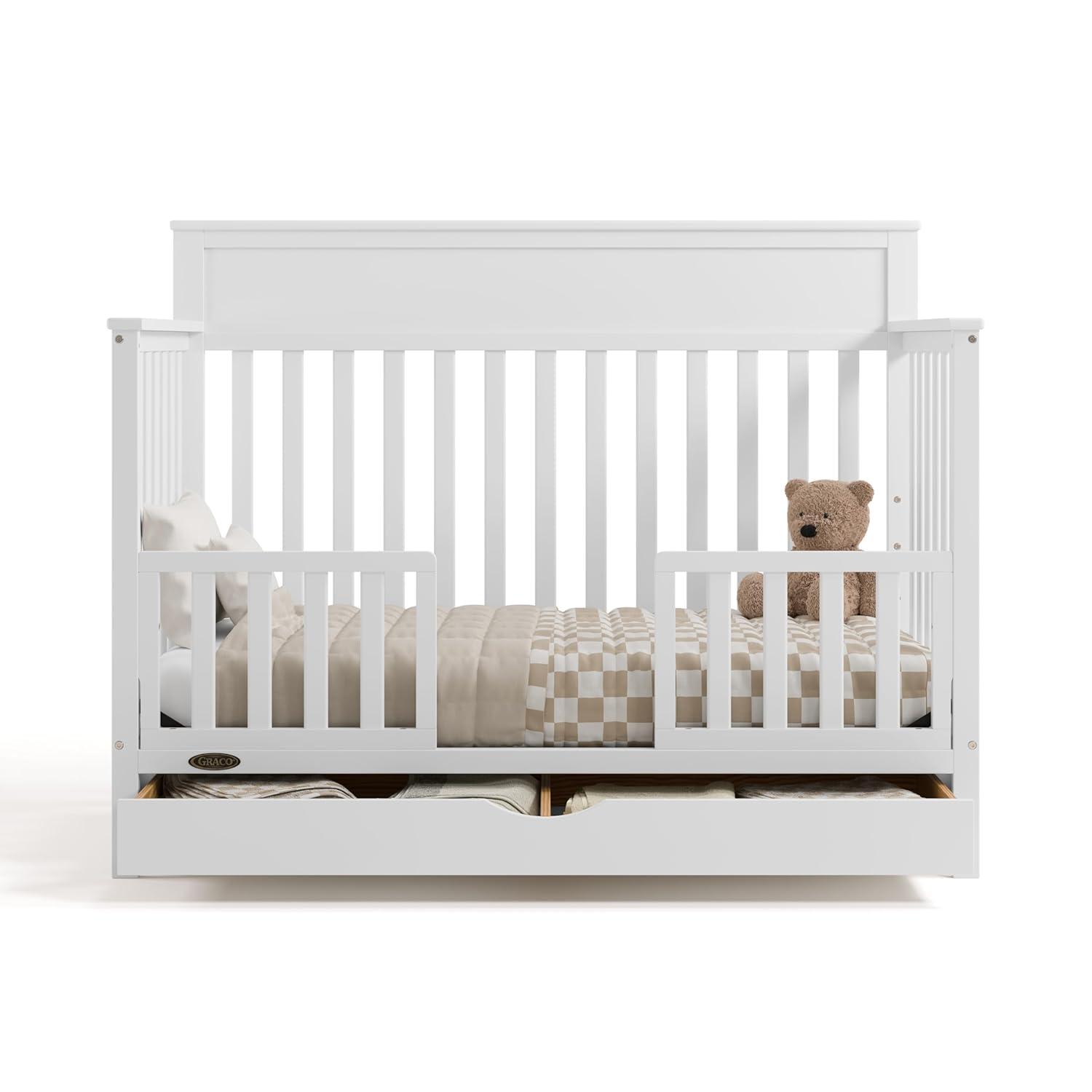 imageGraco Shiloh 5in1 Convertible Crib ampamp Changer with Drawer White GREENGUARD Gold Certified Baby Crib Crafted from Wood Converts to Toddler Bed Daybed and FullSize BedWhite