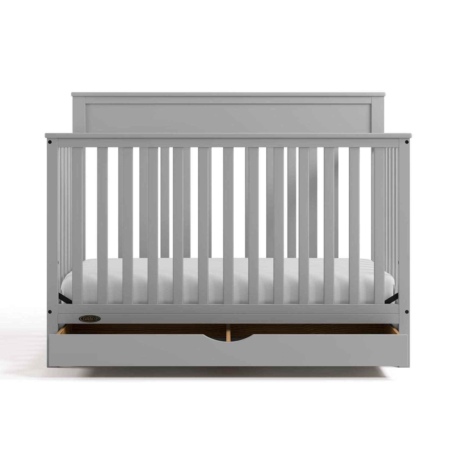 imageGraco Shiloh 5in1 Convertible Crib ampamp Changer with Drawer White GREENGUARD Gold Certified Baby Crib Crafted from Wood Converts to Toddler Bed Daybed and FullSize BedPebble Gray