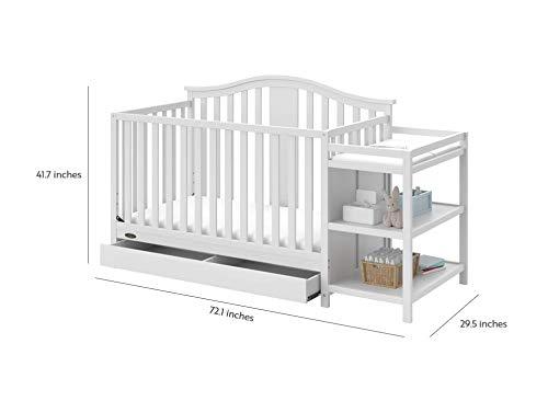 imageGraco Solano 4in1 Convertible Crib with Drawer Combo White GREENGUARD Gold Certified Includes FullSize Nursery Storage Drawer Converts to Toddler Bed and FullSize BedWhite