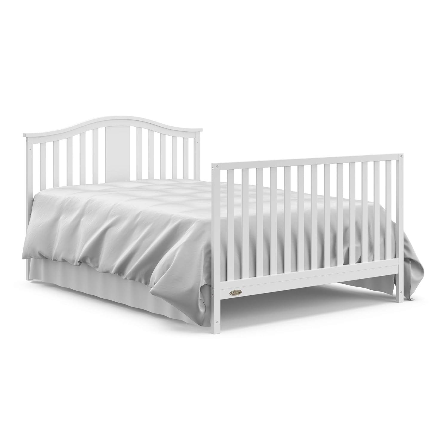 imageGraco Solano 4in1 Convertible Crib with Drawer Combo White GREENGUARD Gold Certified Includes FullSize Nursery Storage Drawer Converts to Toddler Bed and FullSize BedWhite