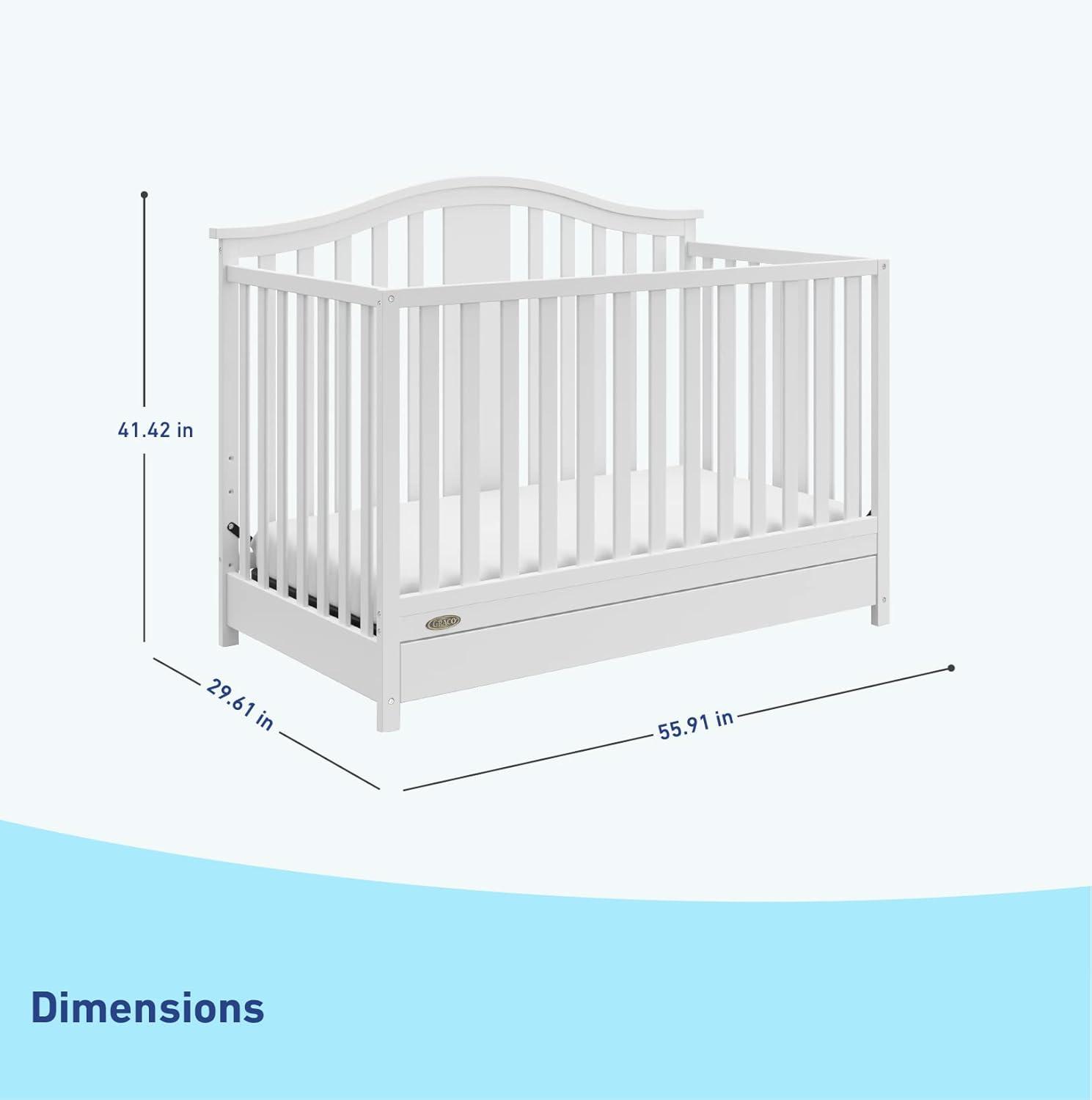 imageGraco Solano 4in1 Convertible Crib with Drawer Combo White GREENGUARD Gold Certified Includes FullSize Nursery Storage Drawer Converts to Toddler Bed and FullSize BedWhite