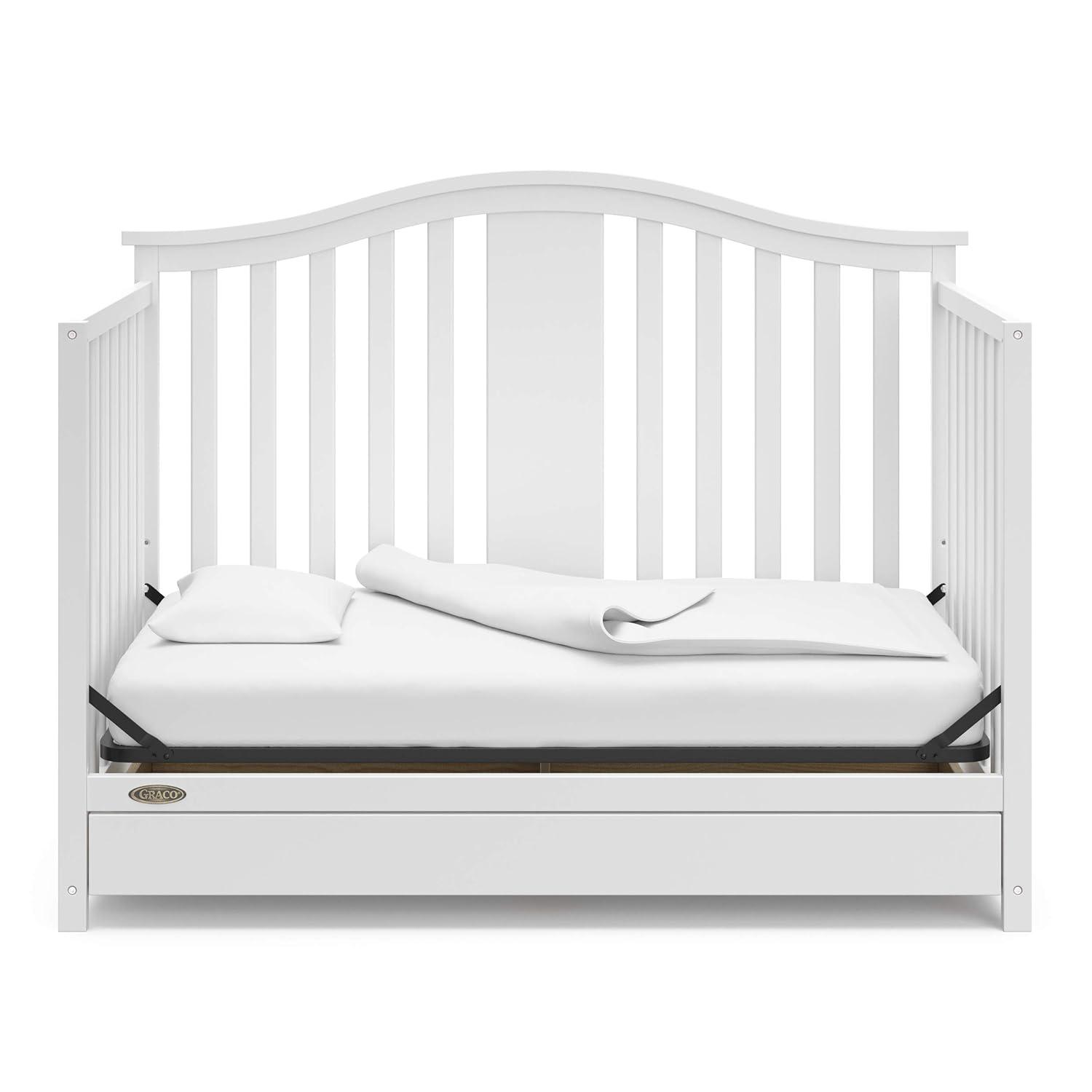 imageGraco Solano 4in1 Convertible Crib with Drawer Combo White GREENGUARD Gold Certified Includes FullSize Nursery Storage Drawer Converts to Toddler Bed and FullSize BedWhite
