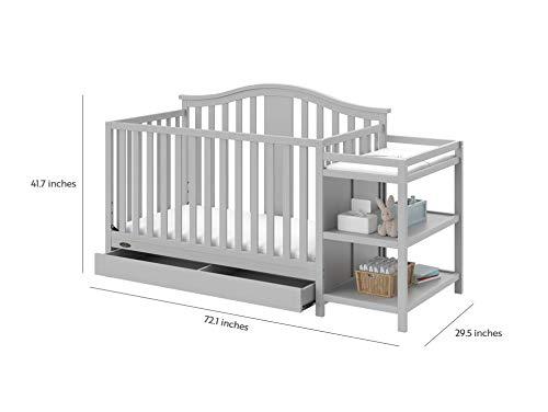 imageGraco Solano 4in1 Convertible Crib with Drawer Combo White GREENGUARD Gold Certified Includes FullSize Nursery Storage Drawer Converts to Toddler Bed and FullSize BedPebble Gray